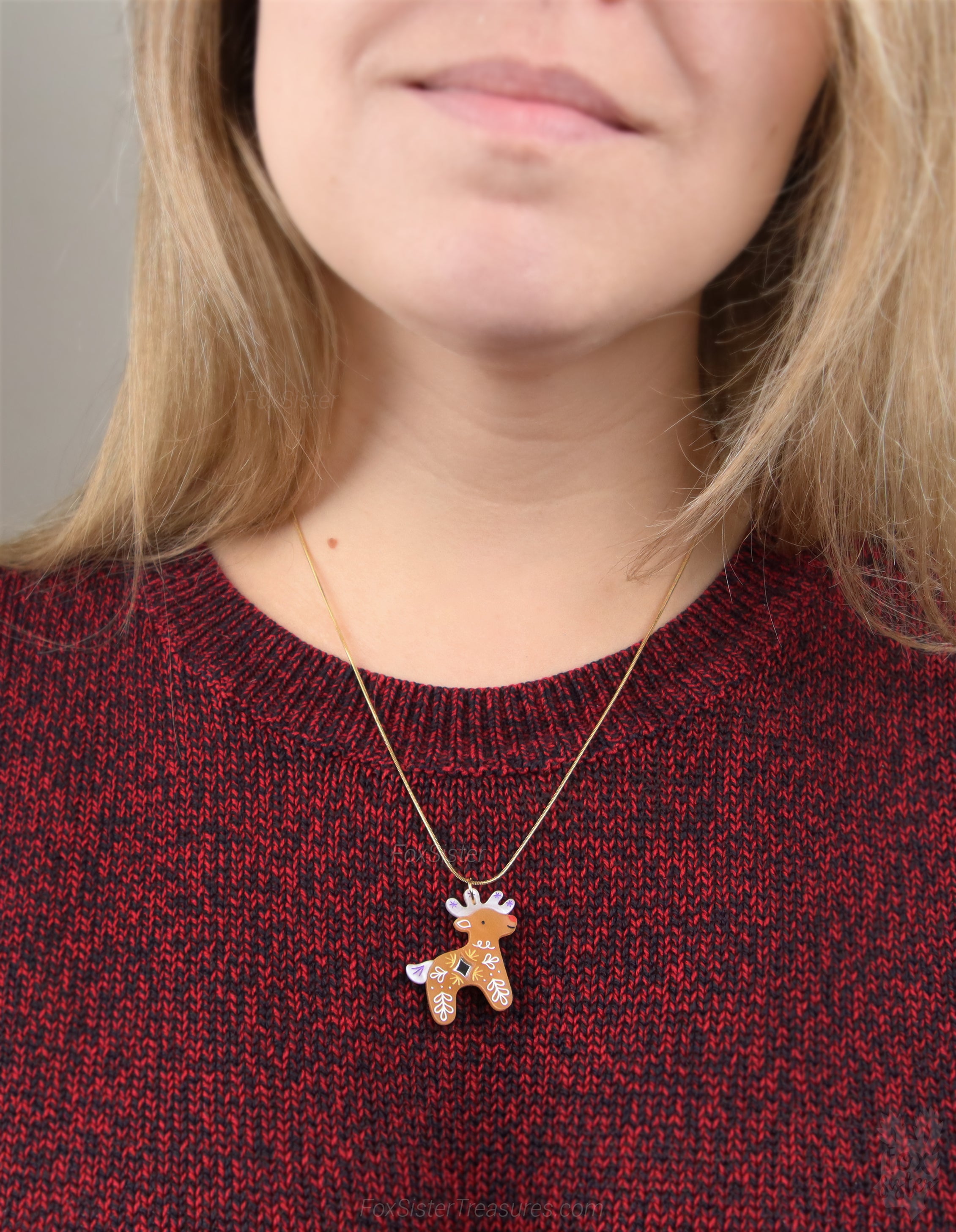 Gingerbread Reindeer - Necklace
