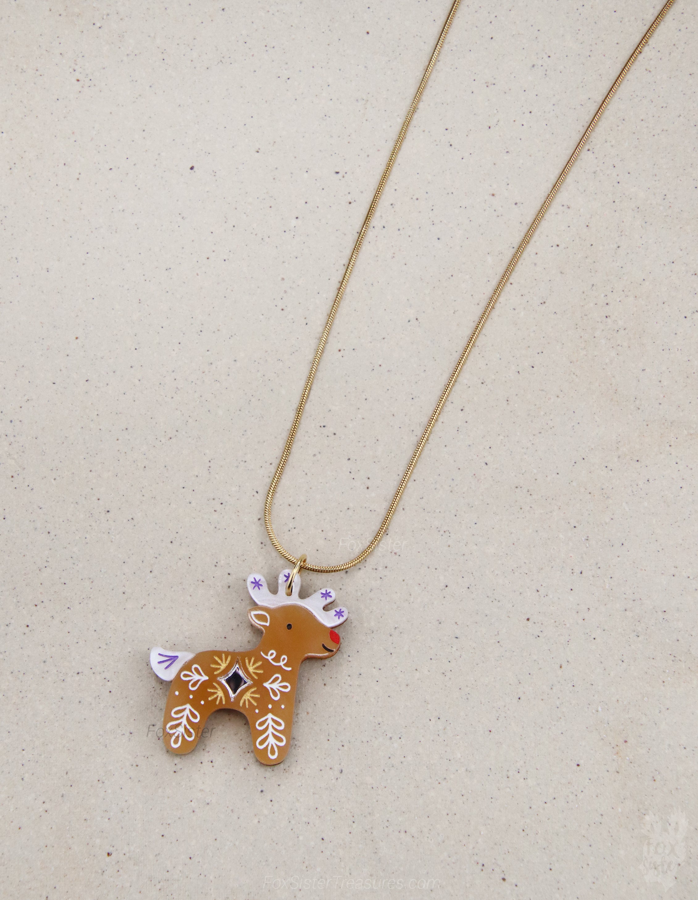 Gingerbread Reindeer - Necklace