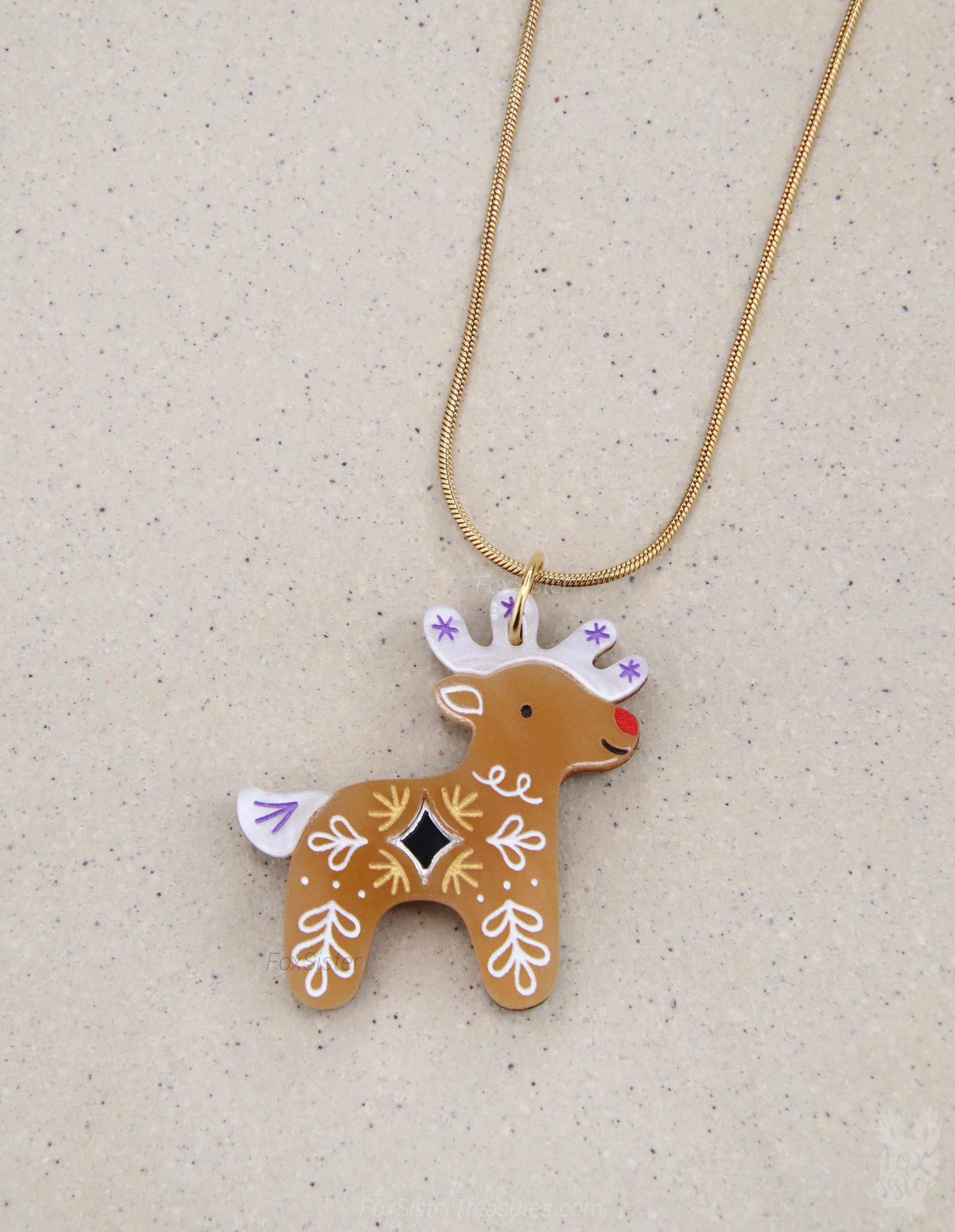 Gingerbread Reindeer - Necklace