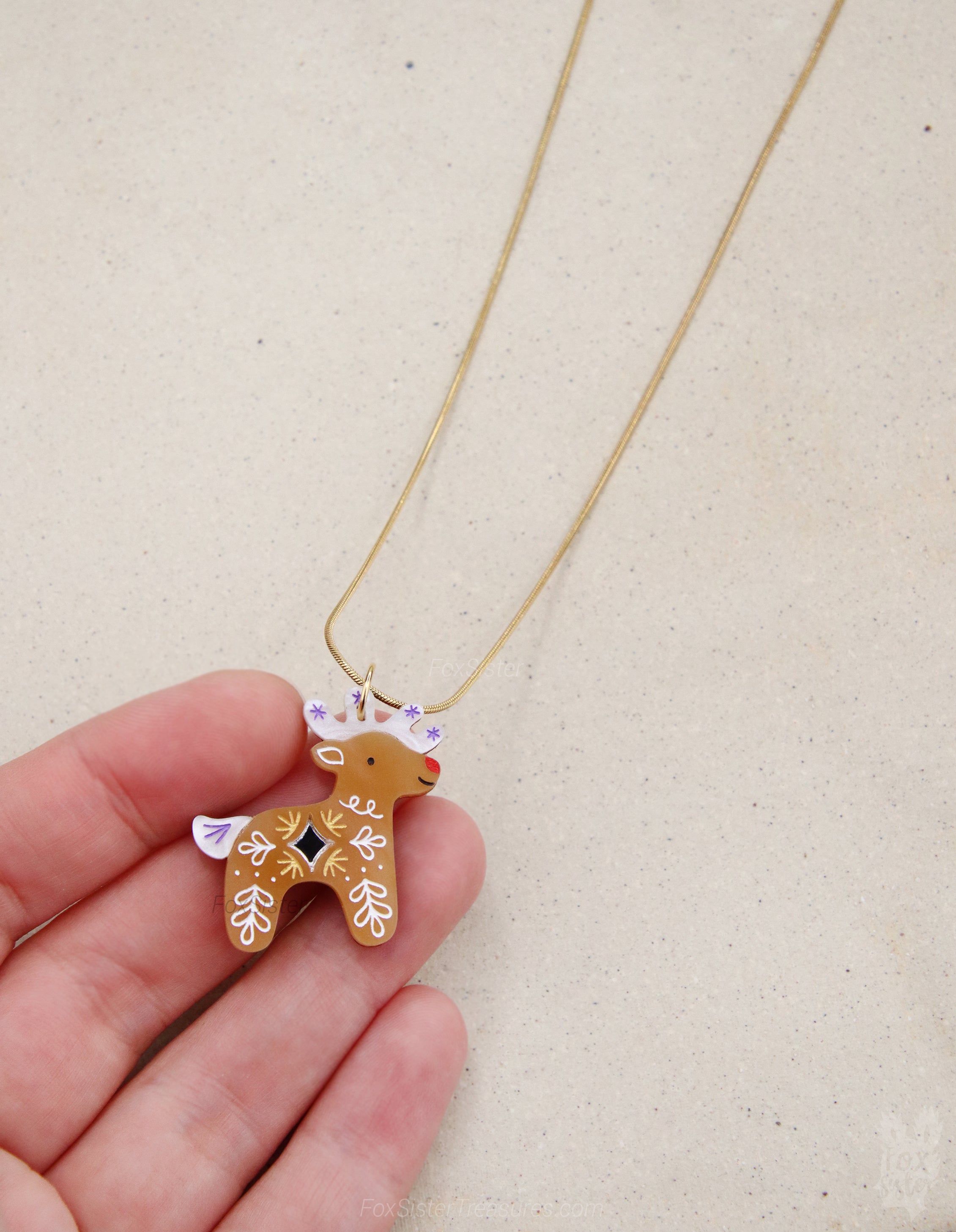 Gingerbread Reindeer - Necklace