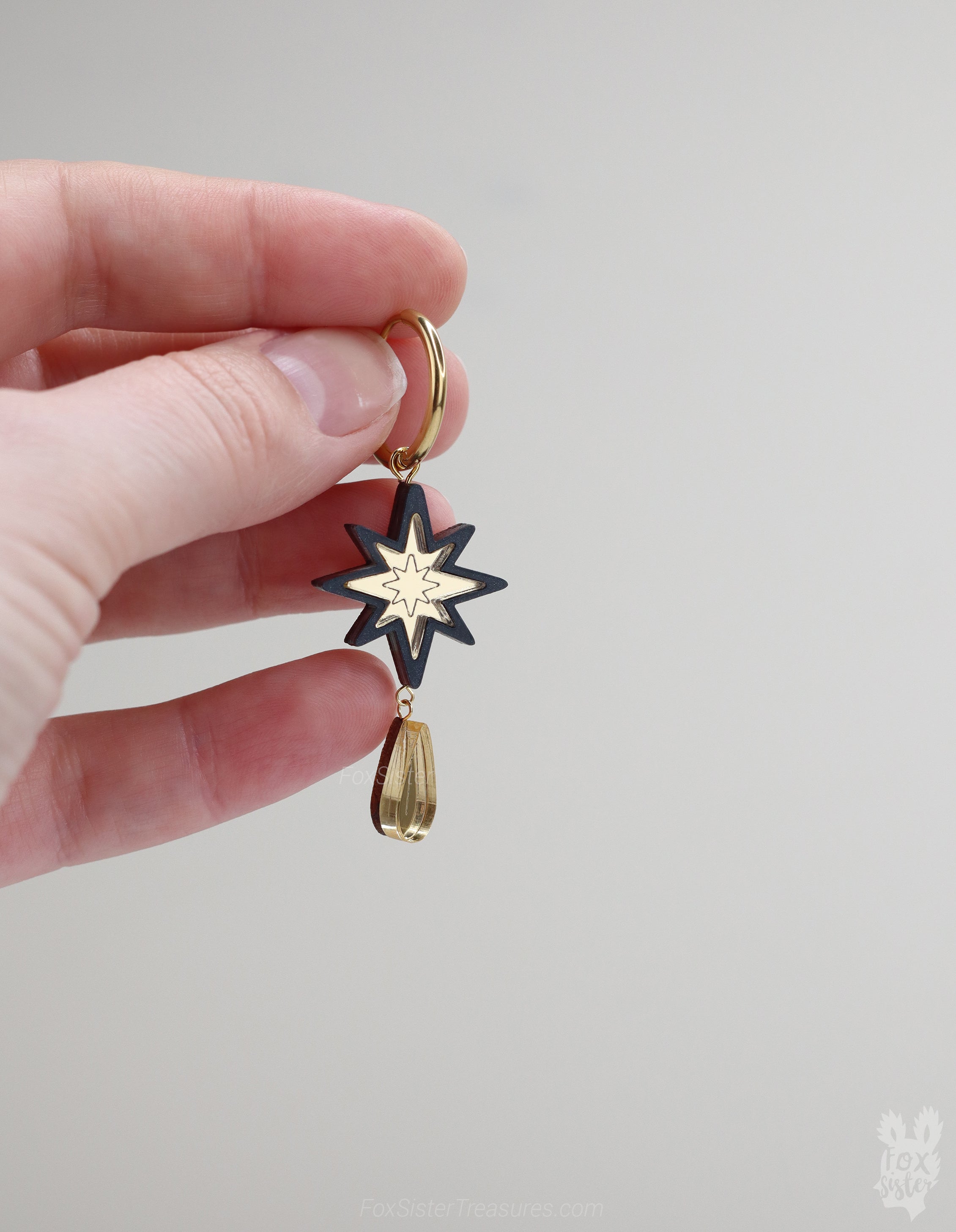 Small Black Stars - Hoop Earrings