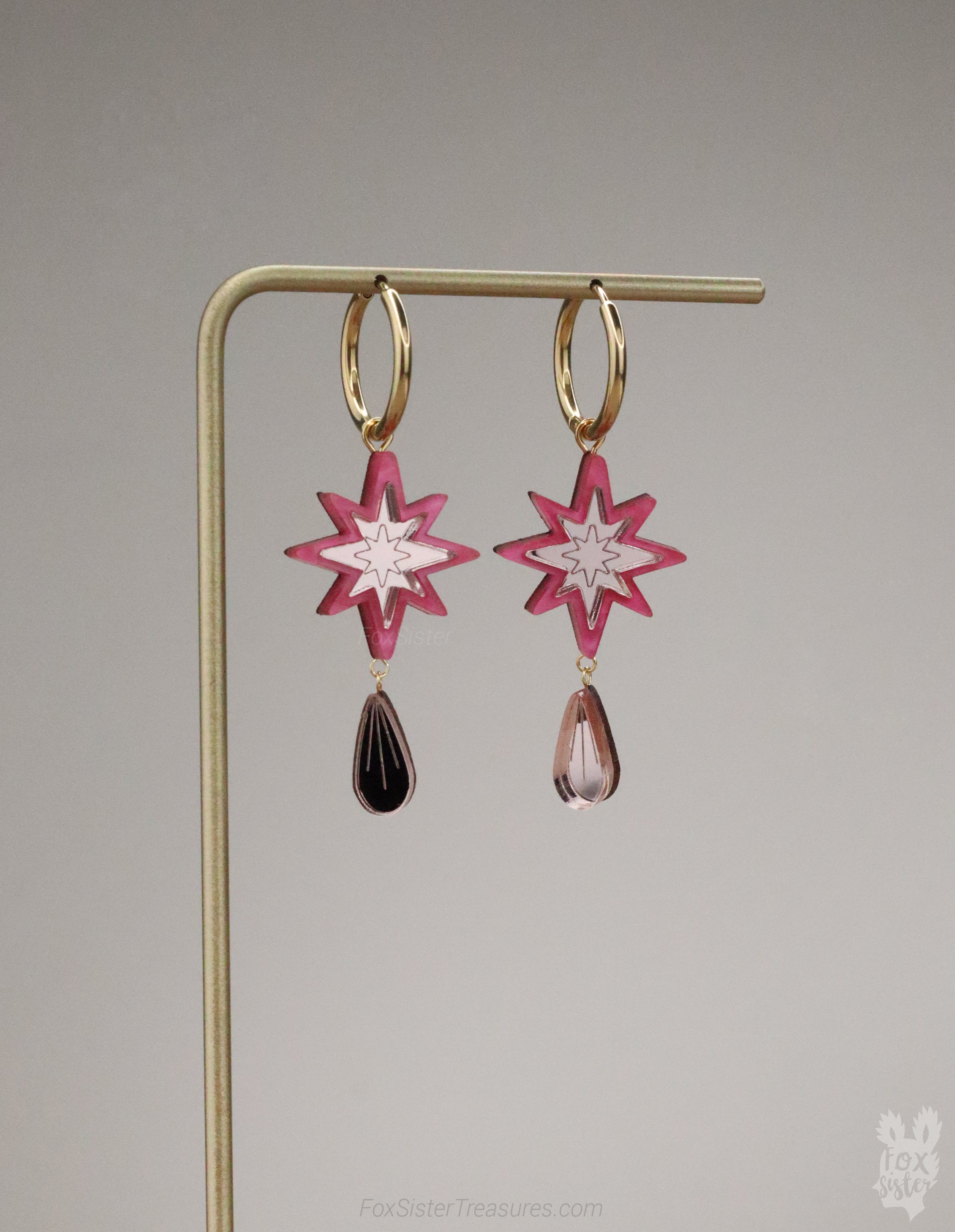Small Pink Stars - Hoop Earrings