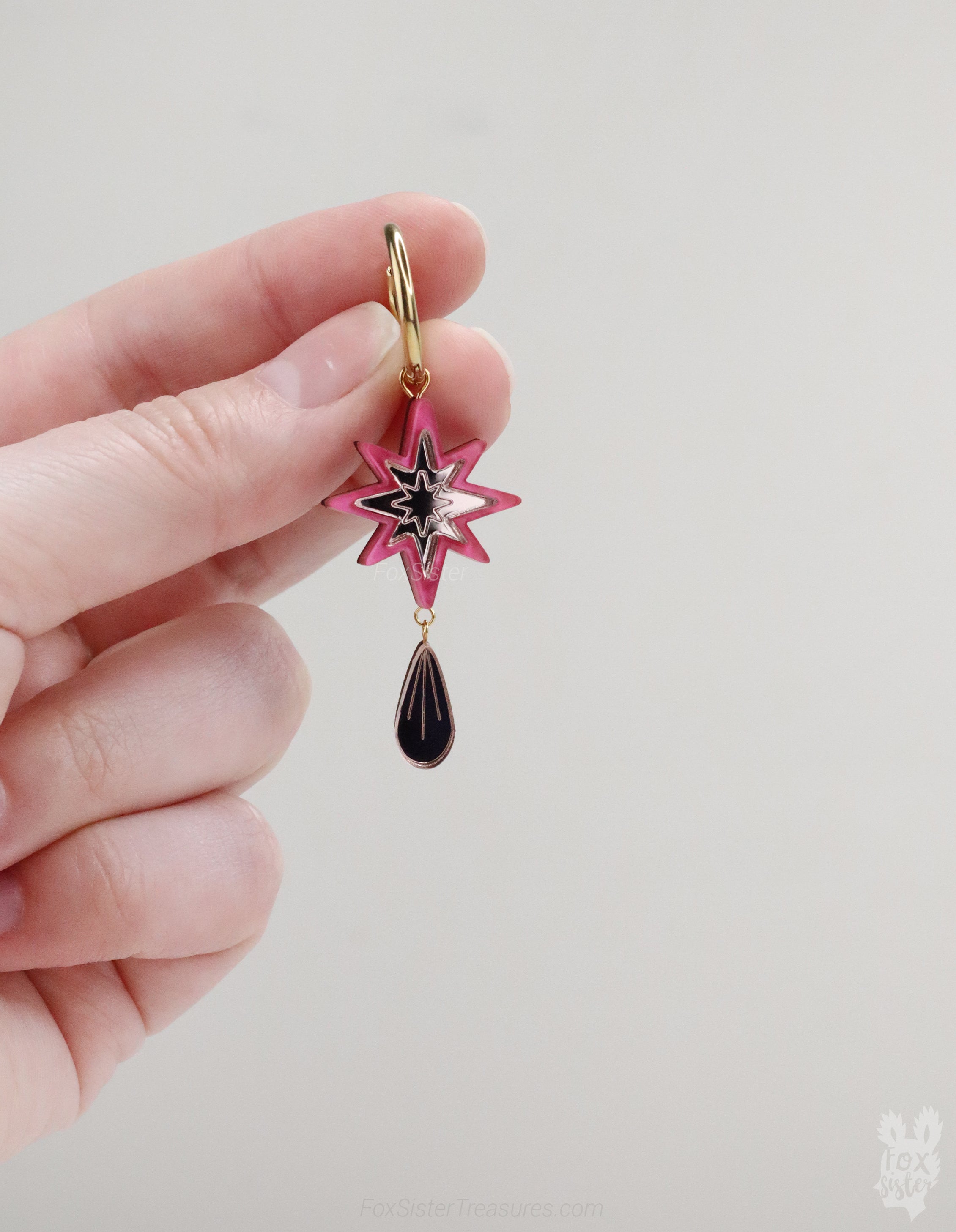 Small Pink Stars - Hoop Earrings