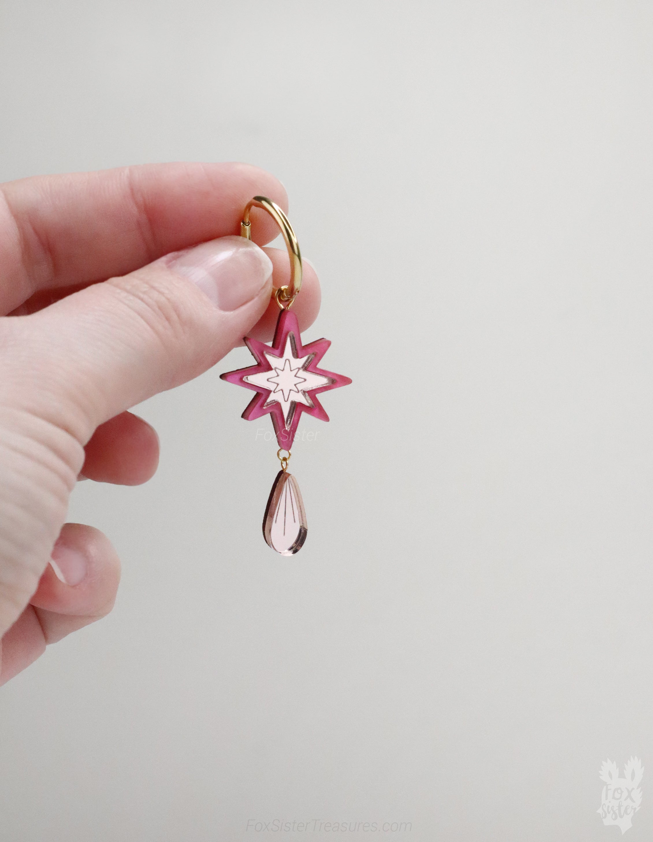 Small Pink Stars - Hoop Earrings