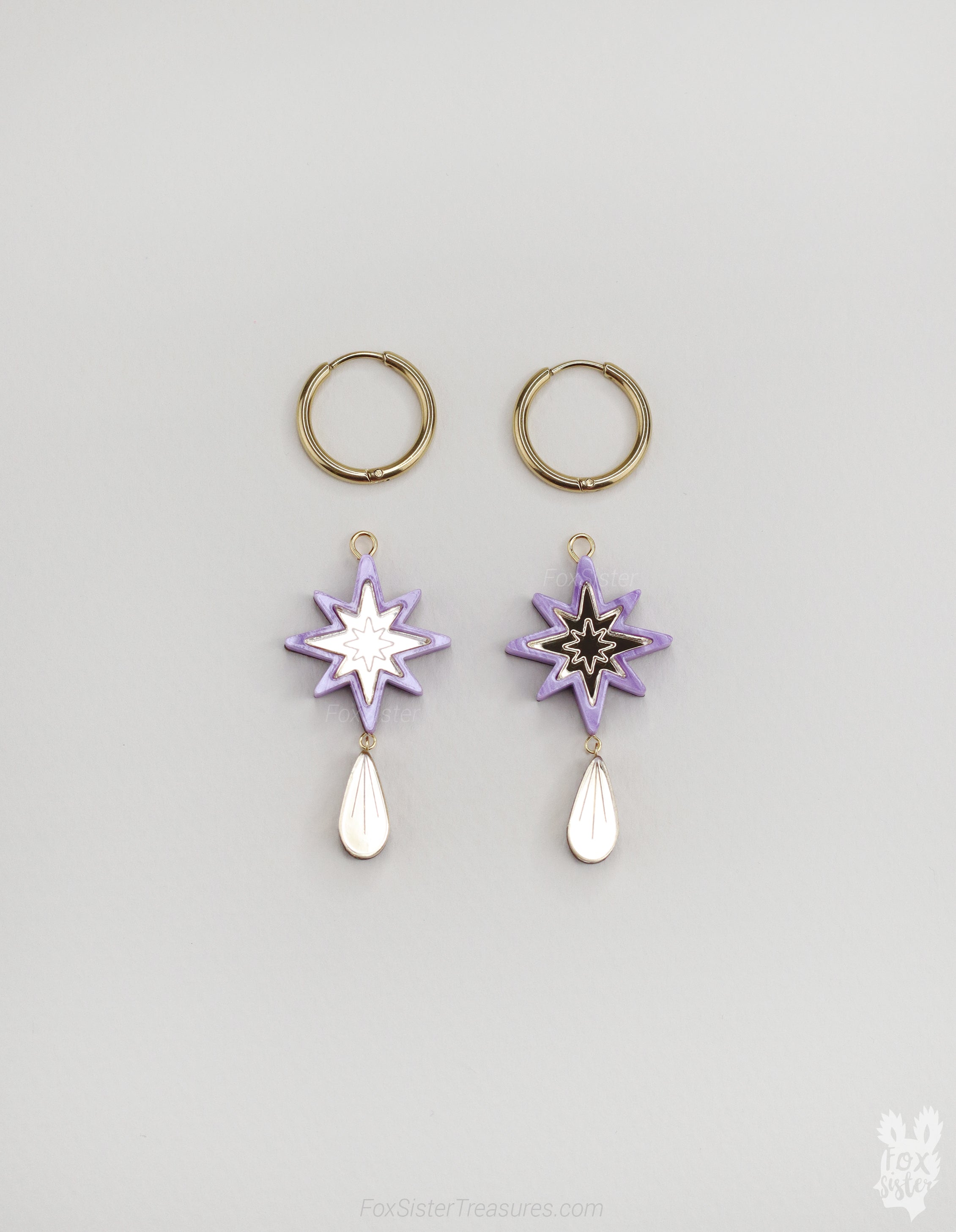 Small Purple Stars - Hoop Earrings