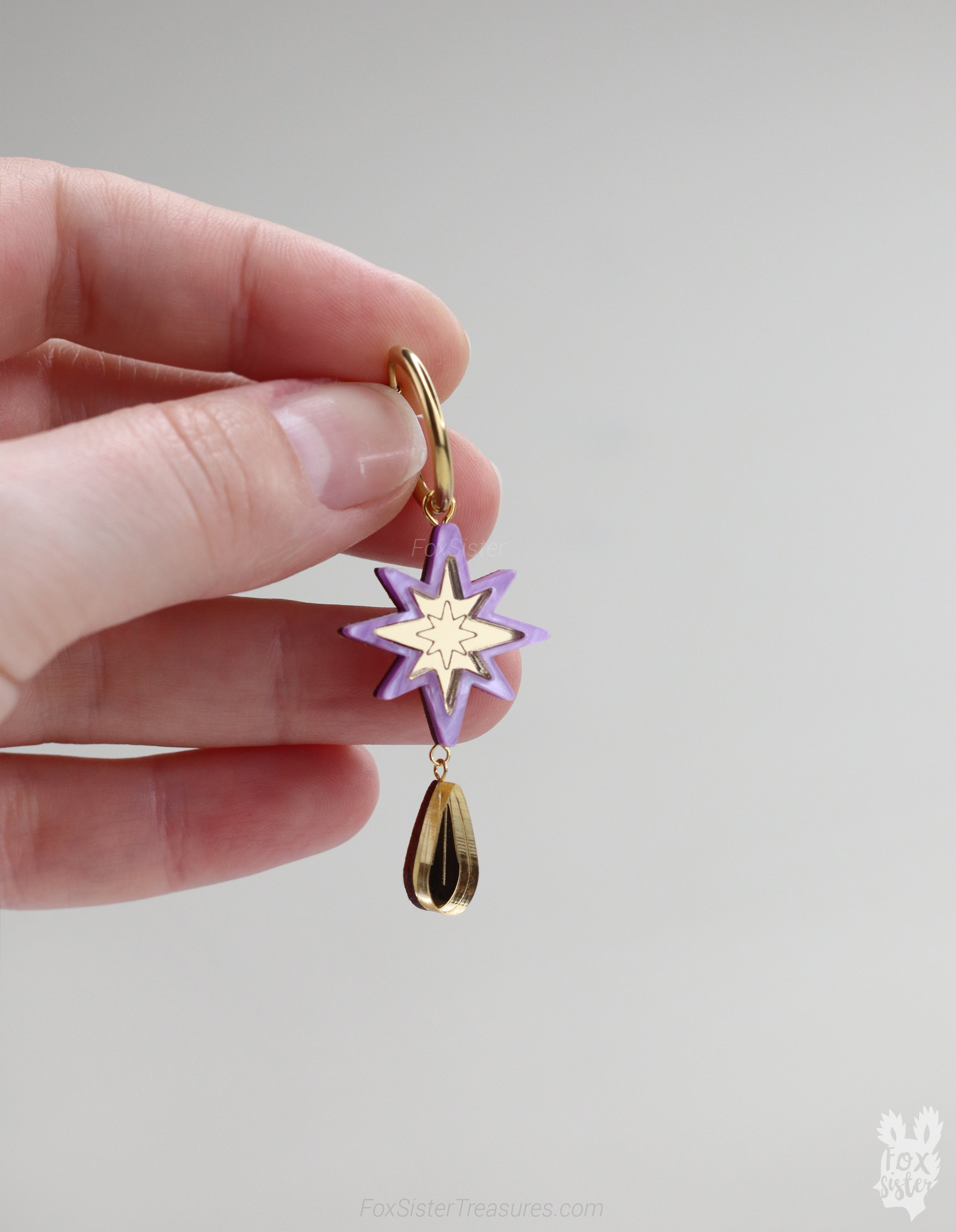 Small Purple Stars - Hoop Earrings