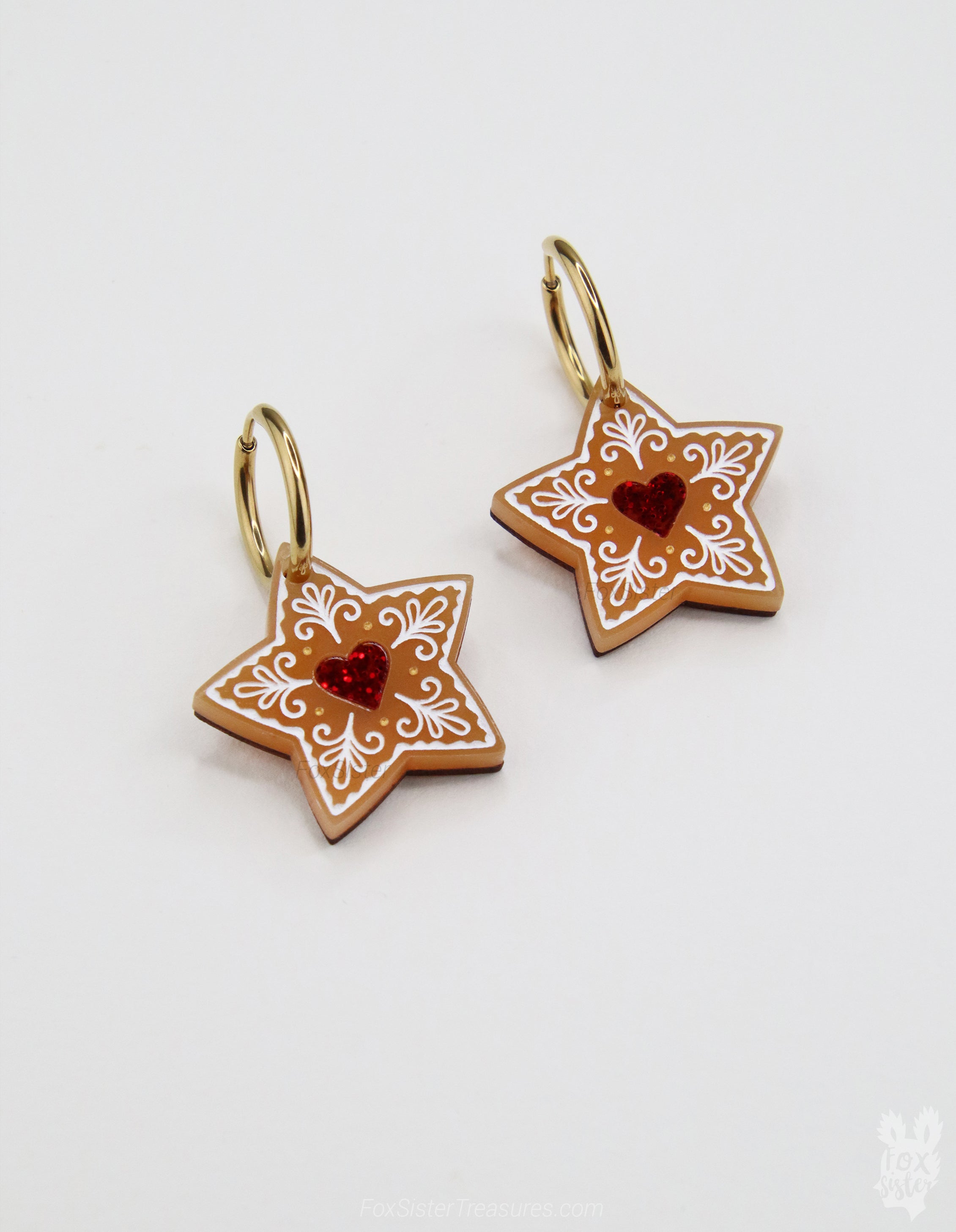Gingerbread star cookie - Hoop Earrings