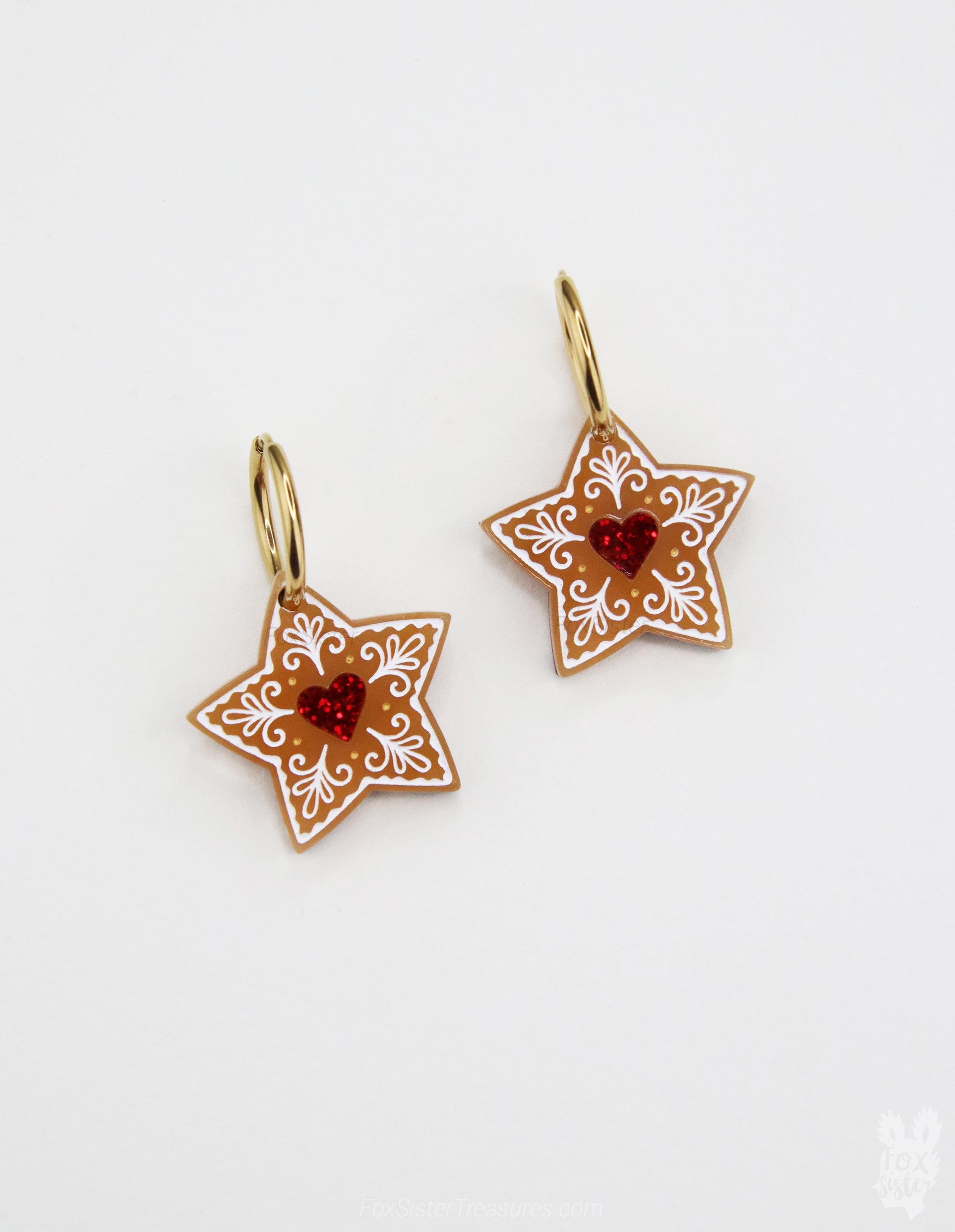 Gingerbread star cookie - Hoop Earrings