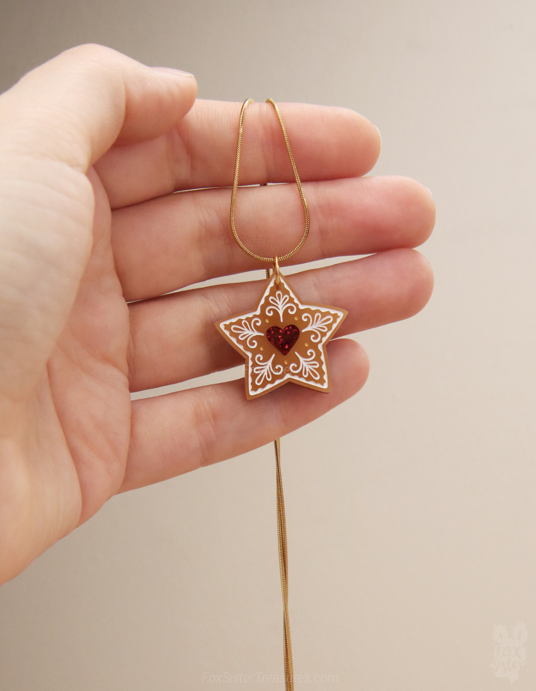 Gingerbread star cookie - Necklace