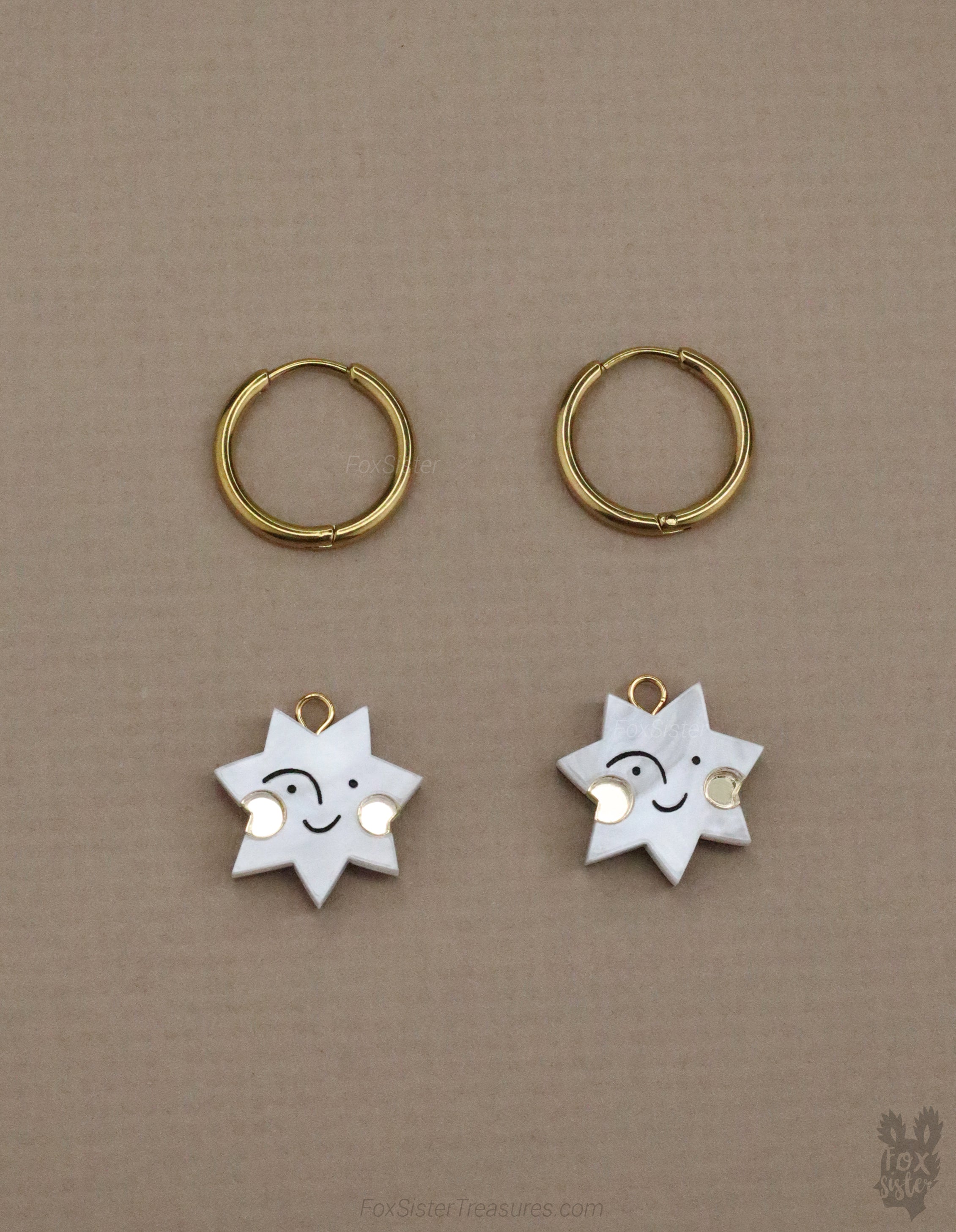 Happy Face Stars - Hoop Earrings