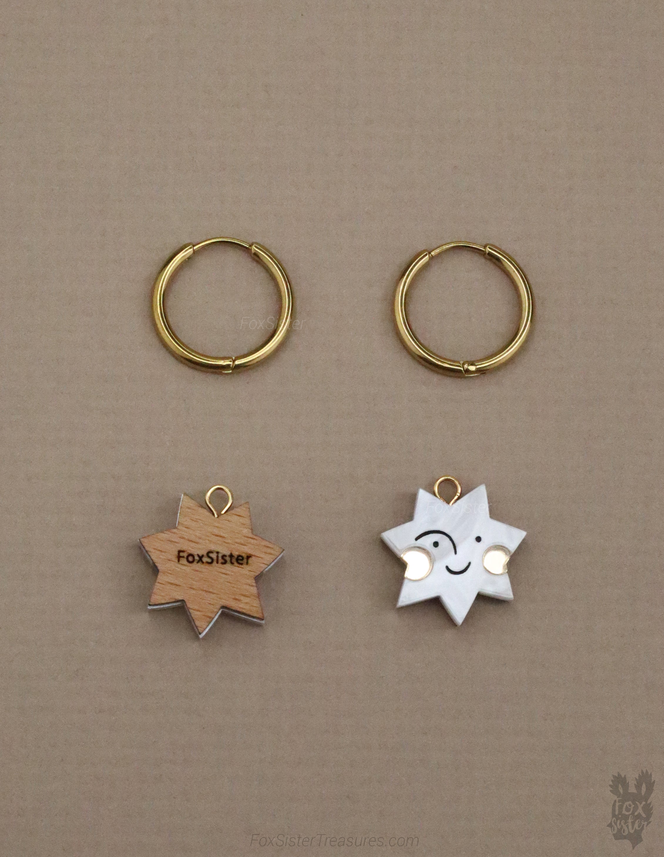 Happy Face Stars - Hoop Earrings