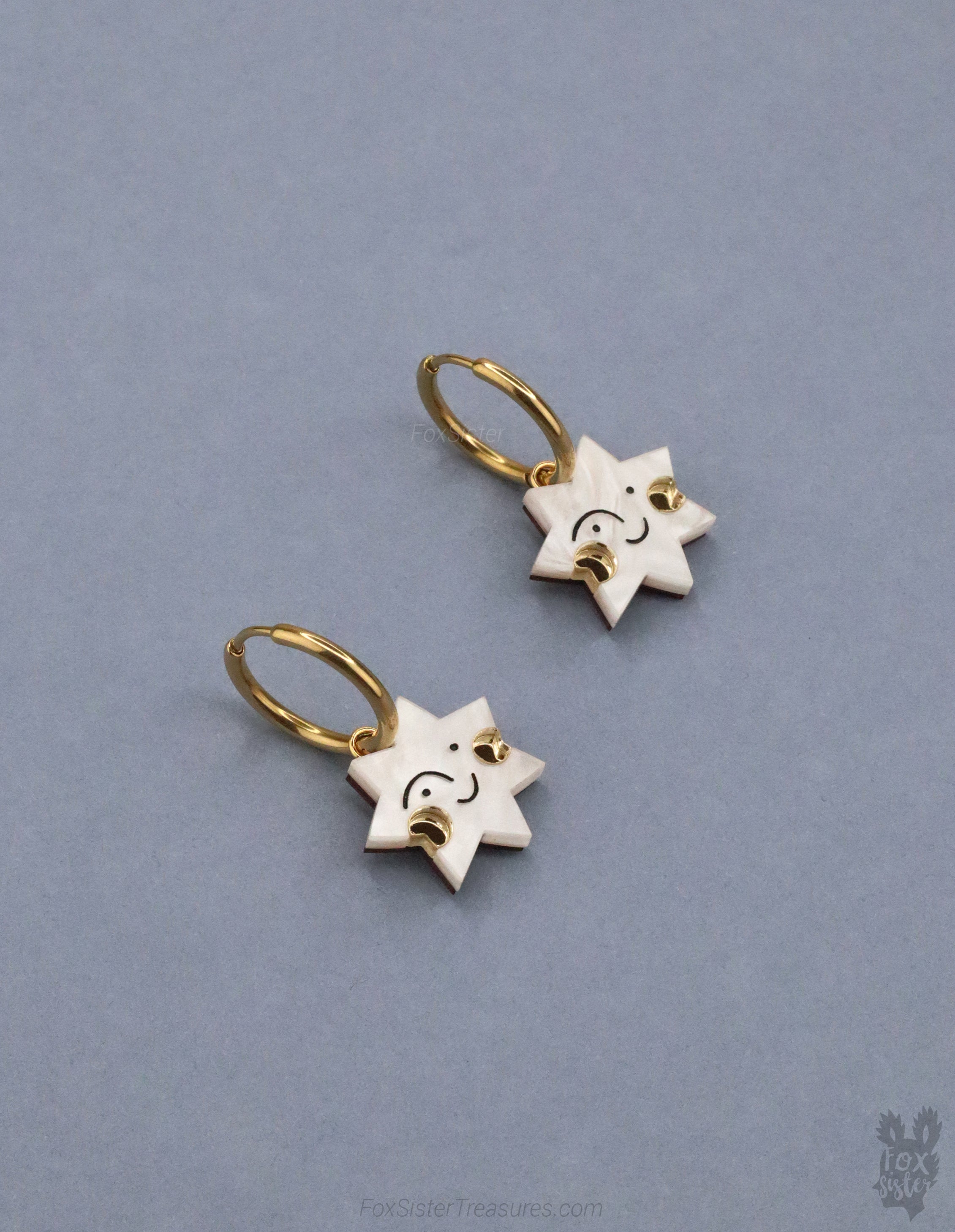 Happy Face Stars - Hoop Earrings