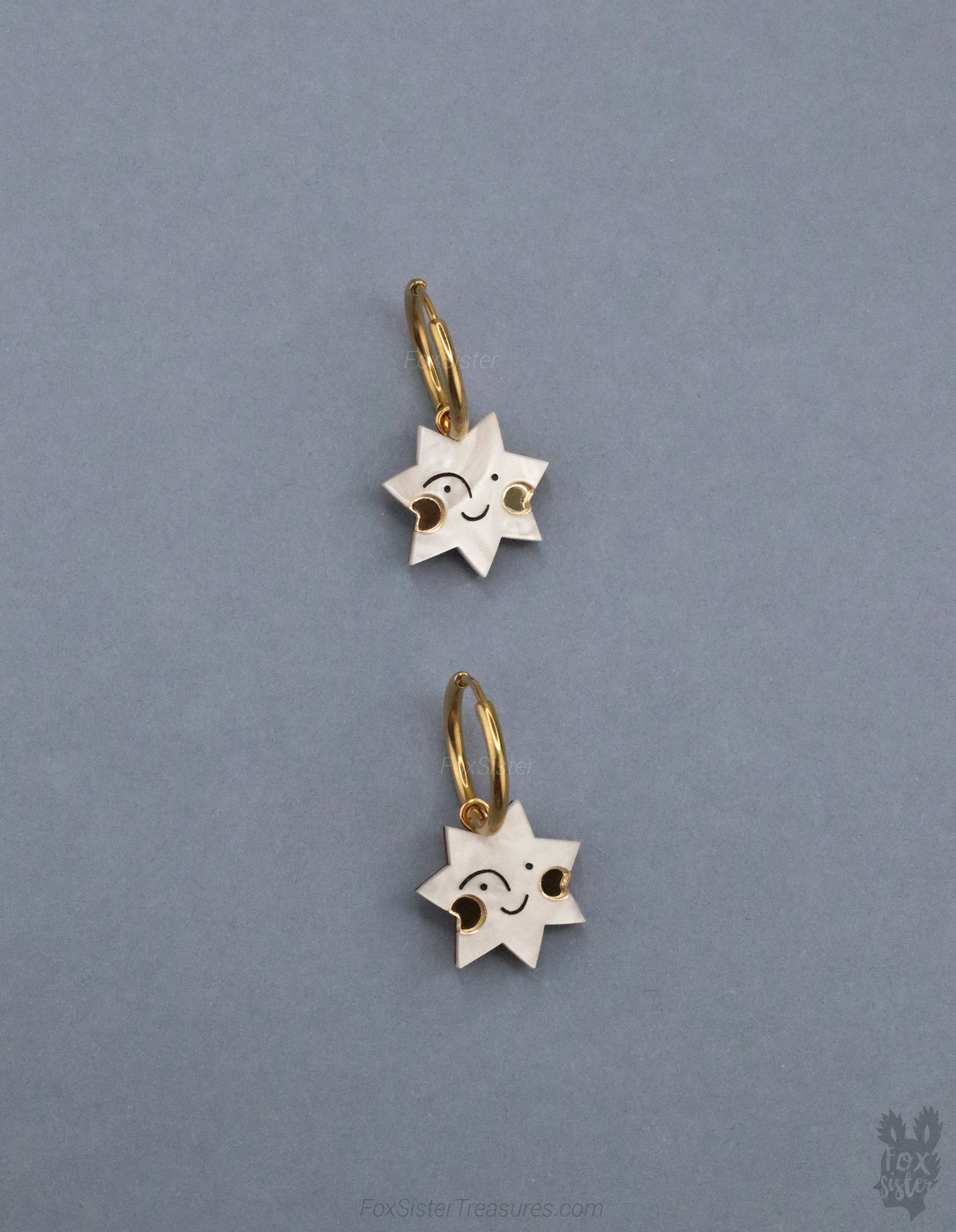 Happy Face Stars - Hoop Earrings