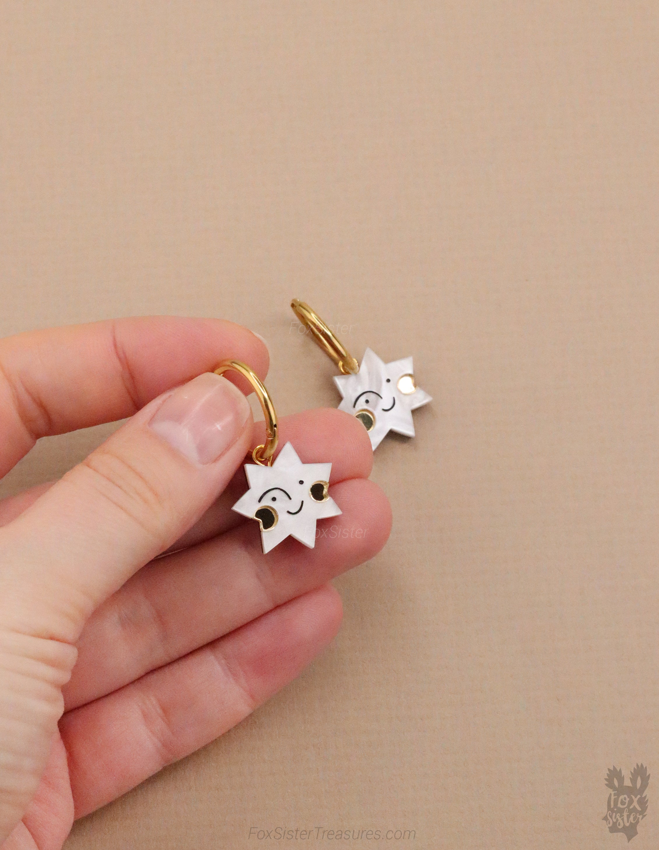 Happy Face Stars - Hoop Earrings