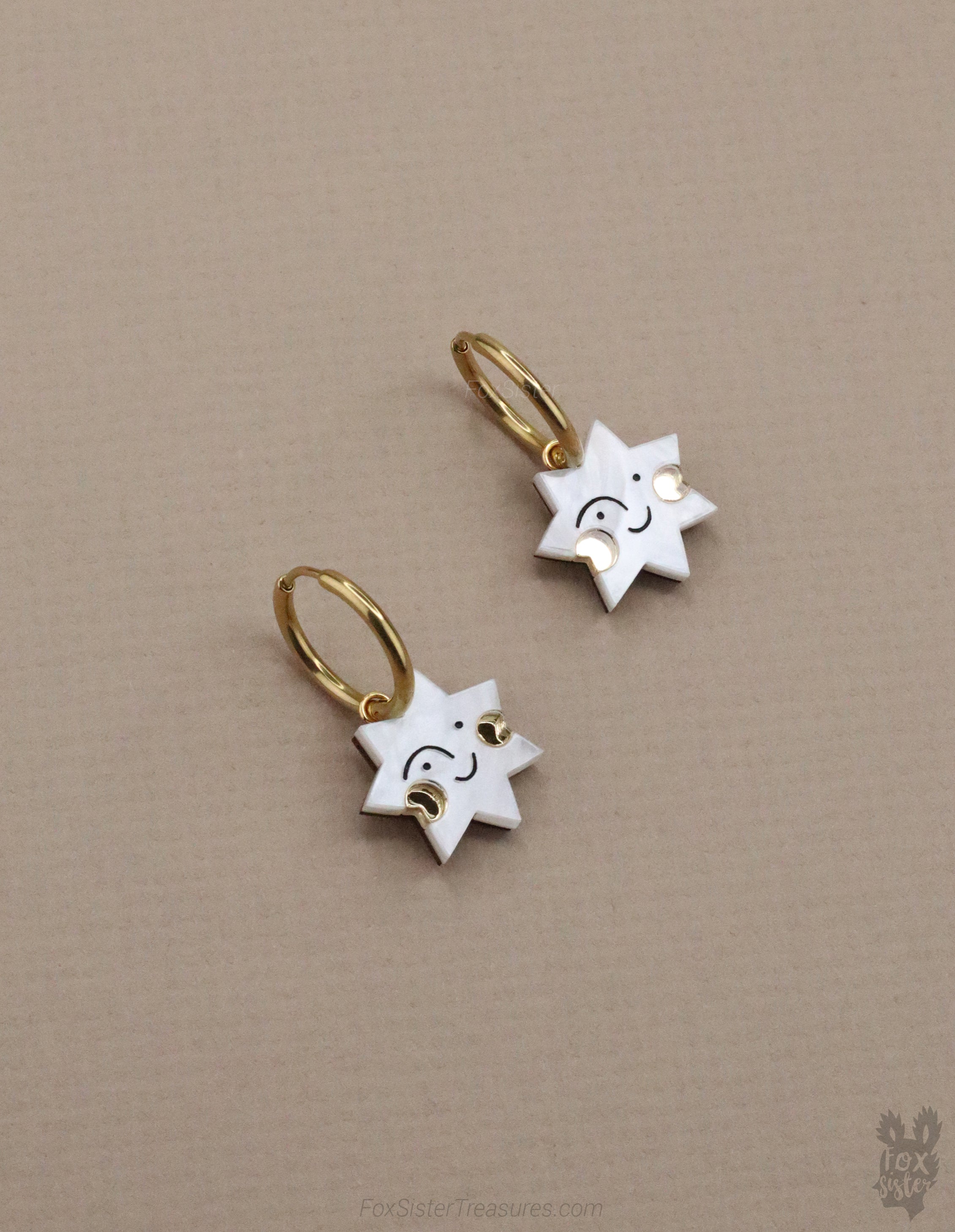 Happy Face Stars - Hoop Earrings