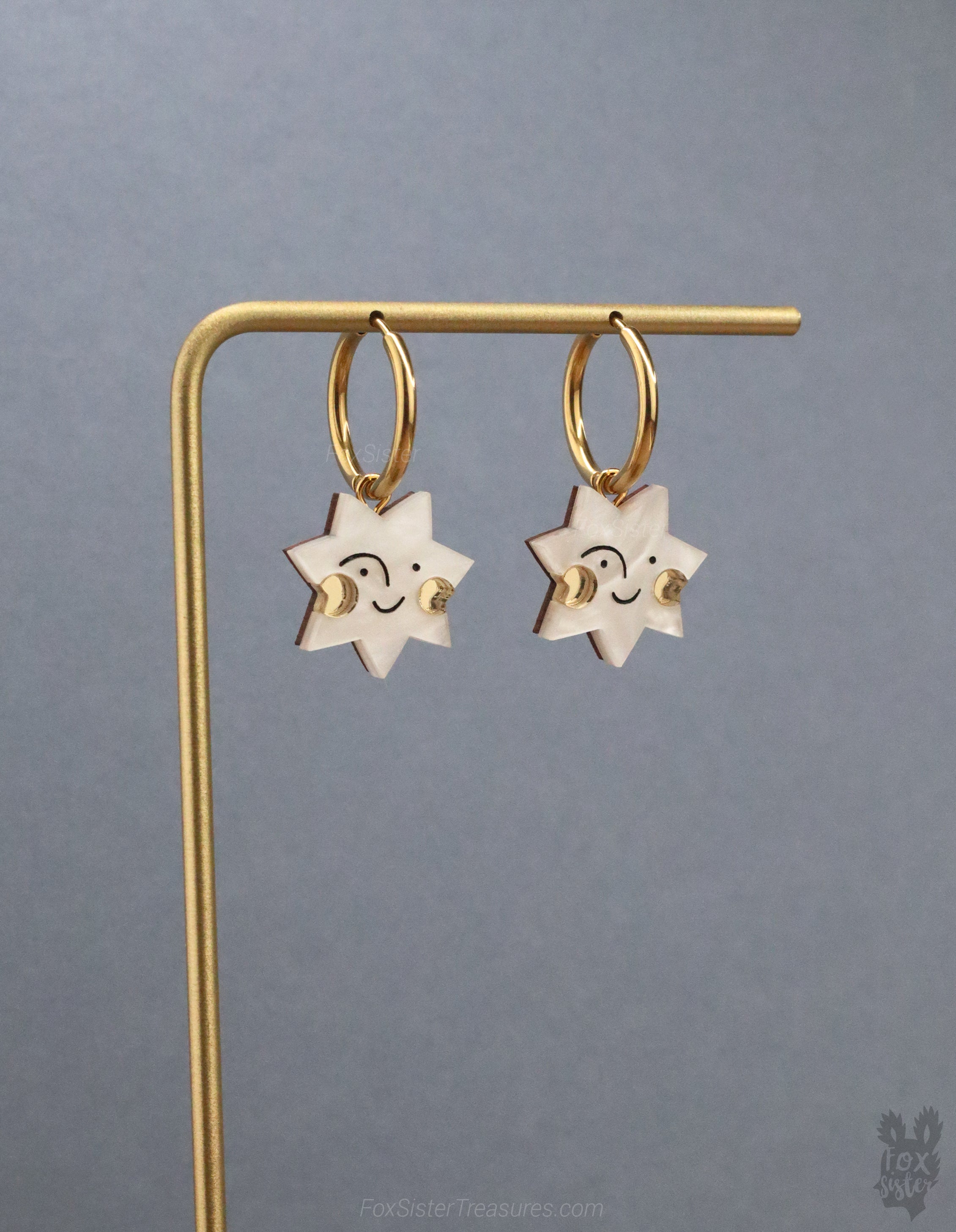Happy Face Stars - Hoop Earrings