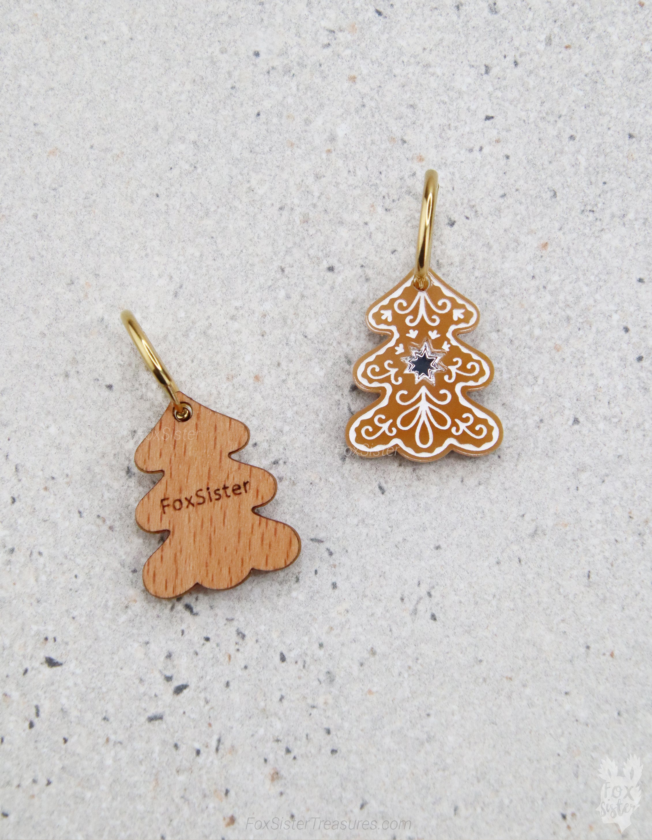Gingerbread Christmas tree - Hoop Earrings