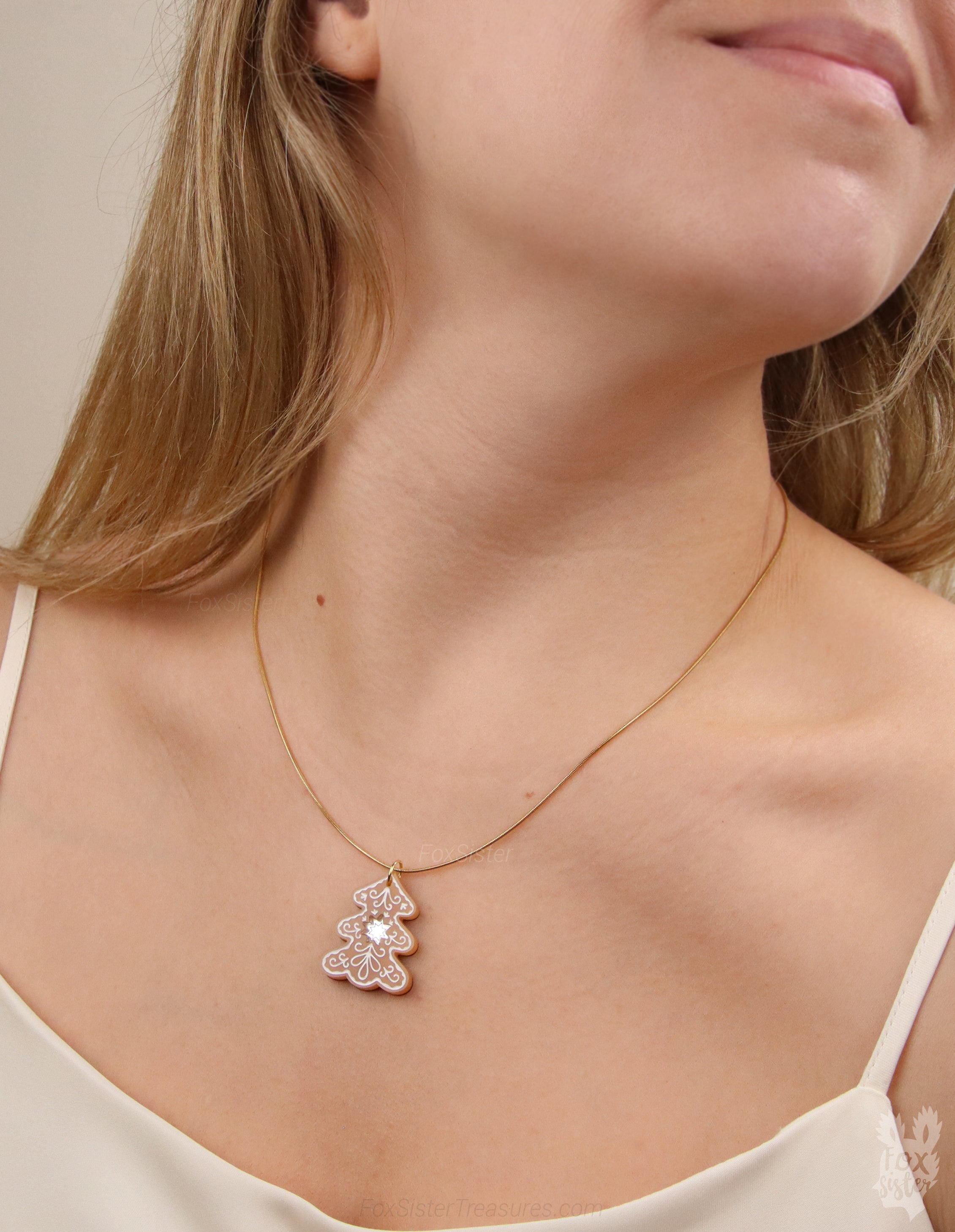 Gingerbread Christmas tree - Necklace