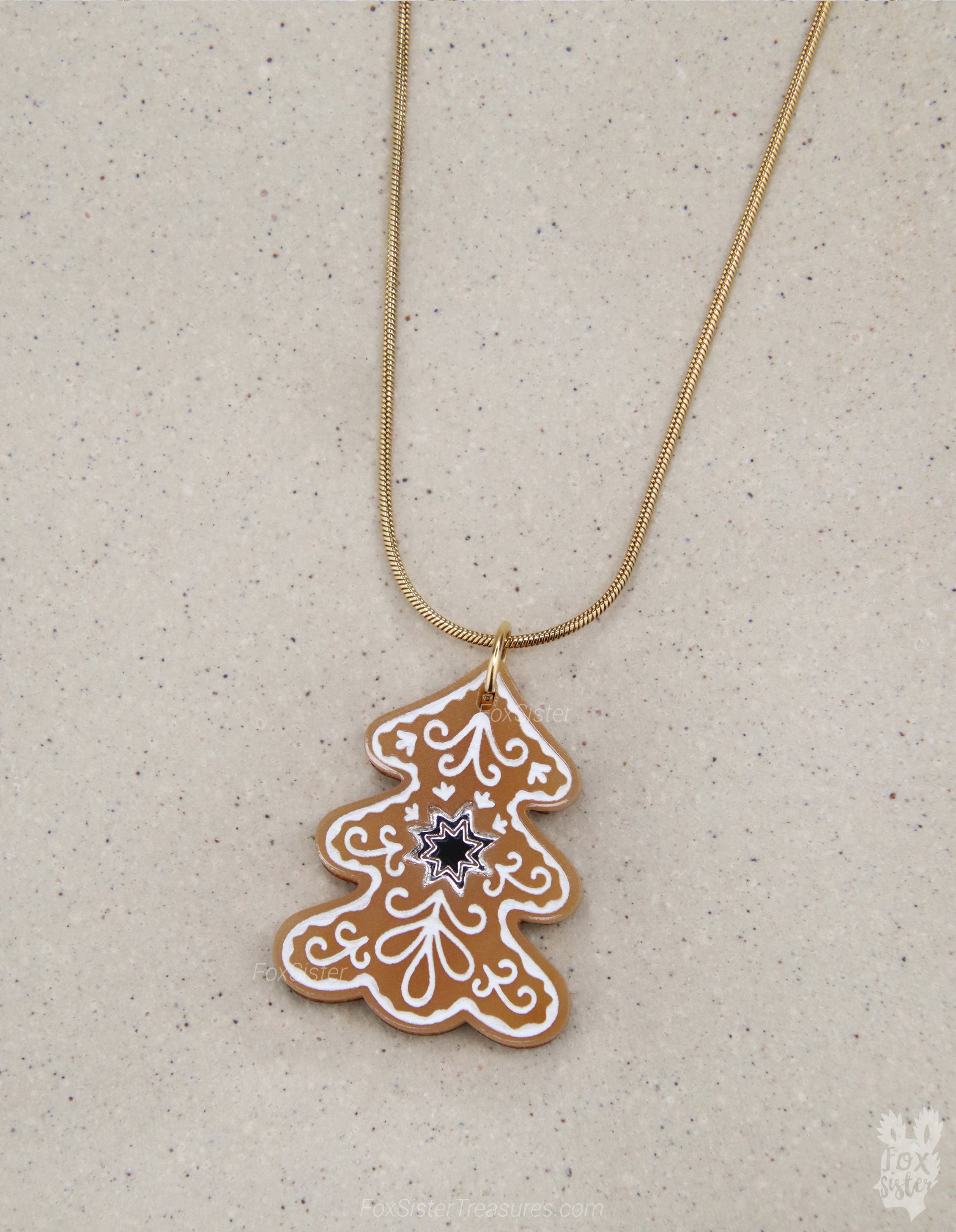 Gingerbread Christmas tree - Necklace