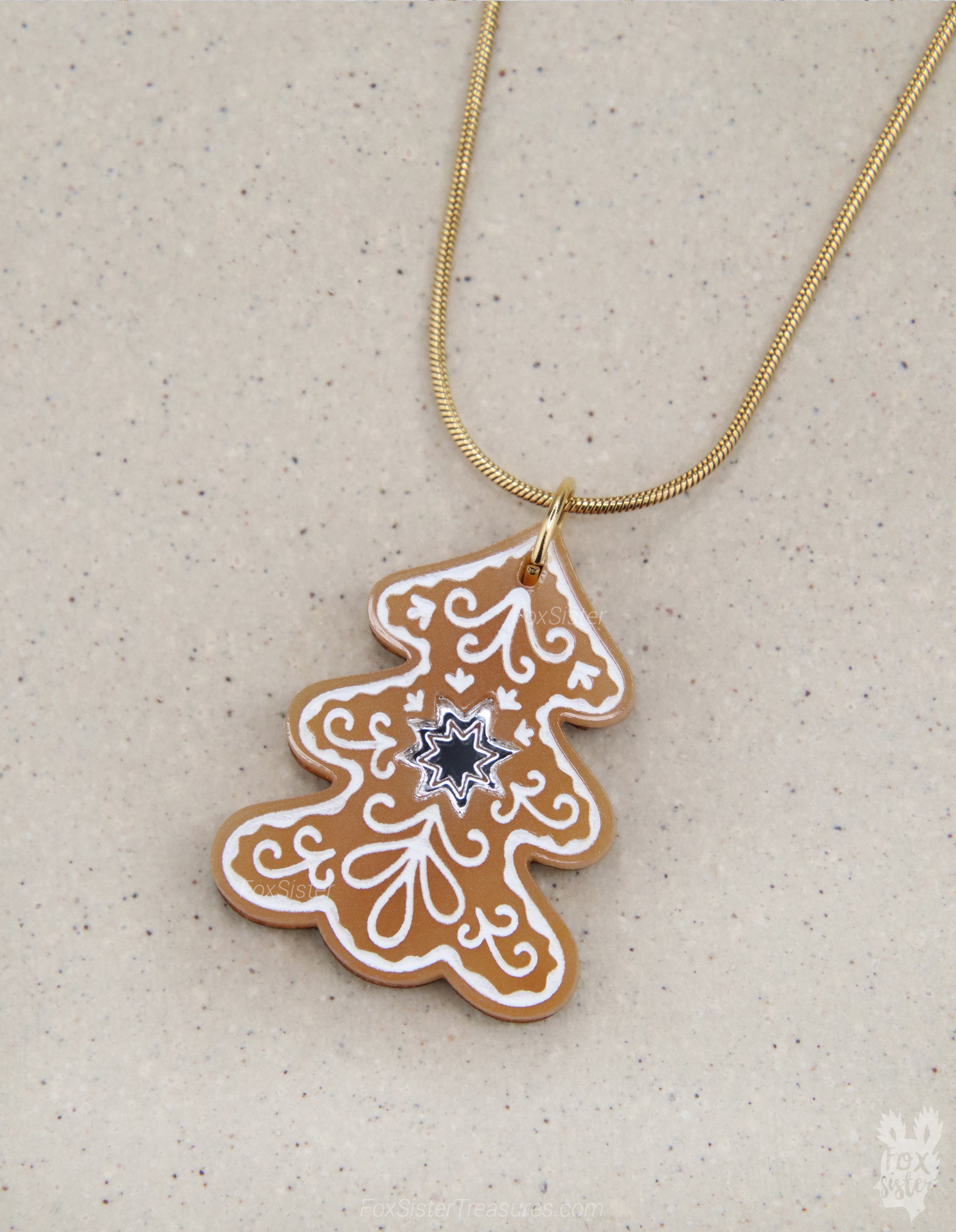 Gingerbread Christmas tree - Necklace