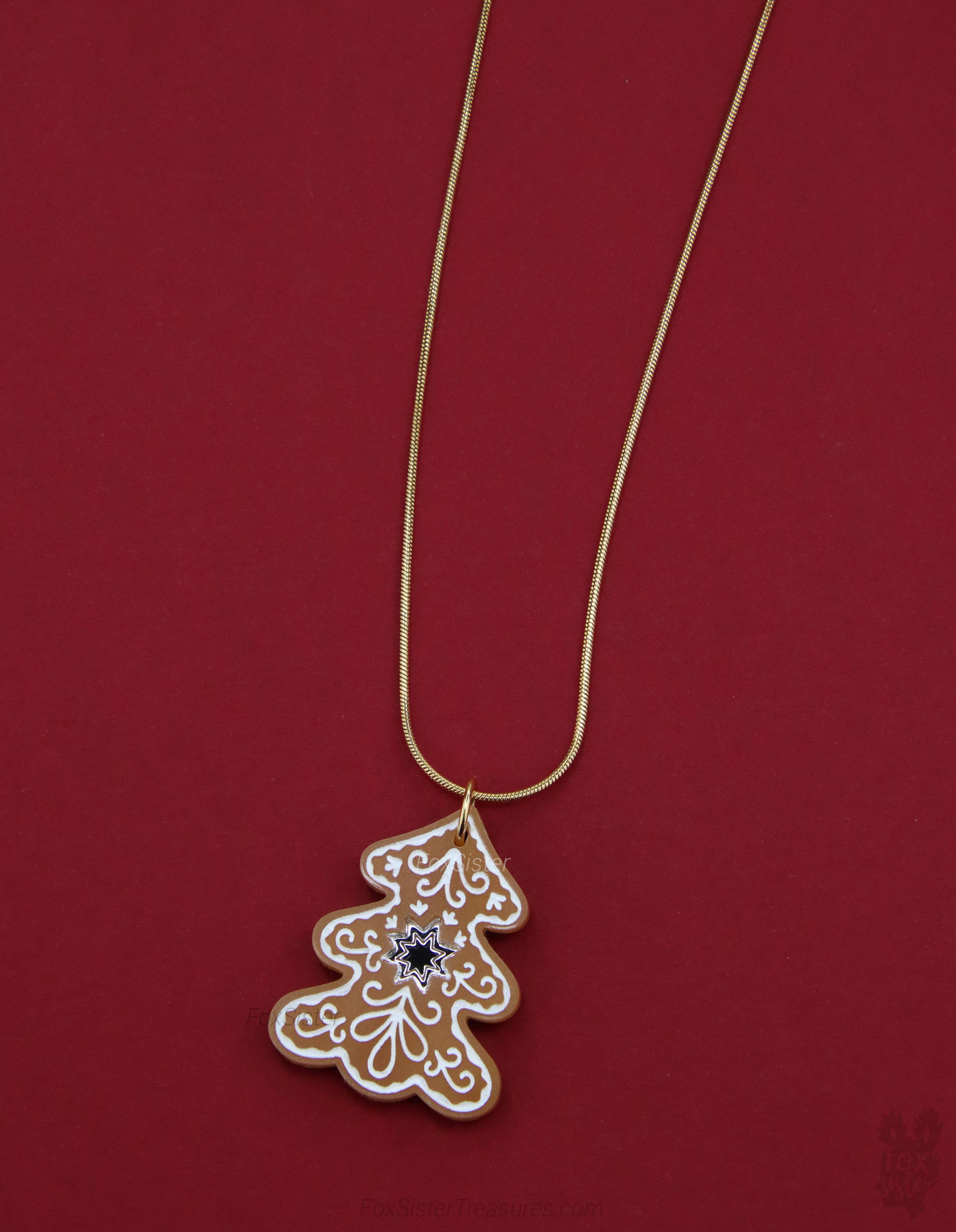 Gingerbread Christmas tree - Necklace