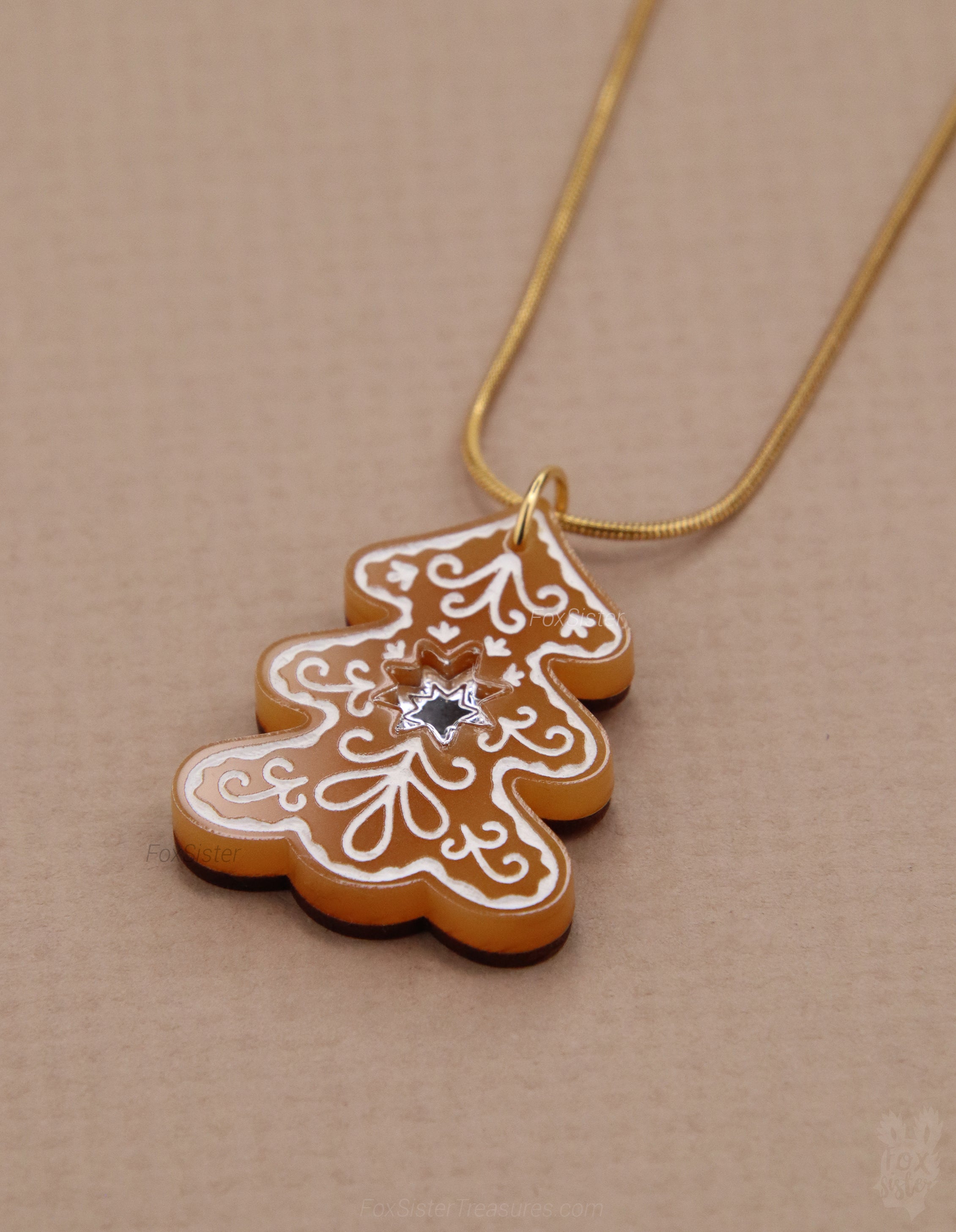 Gingerbread Christmas tree - Necklace