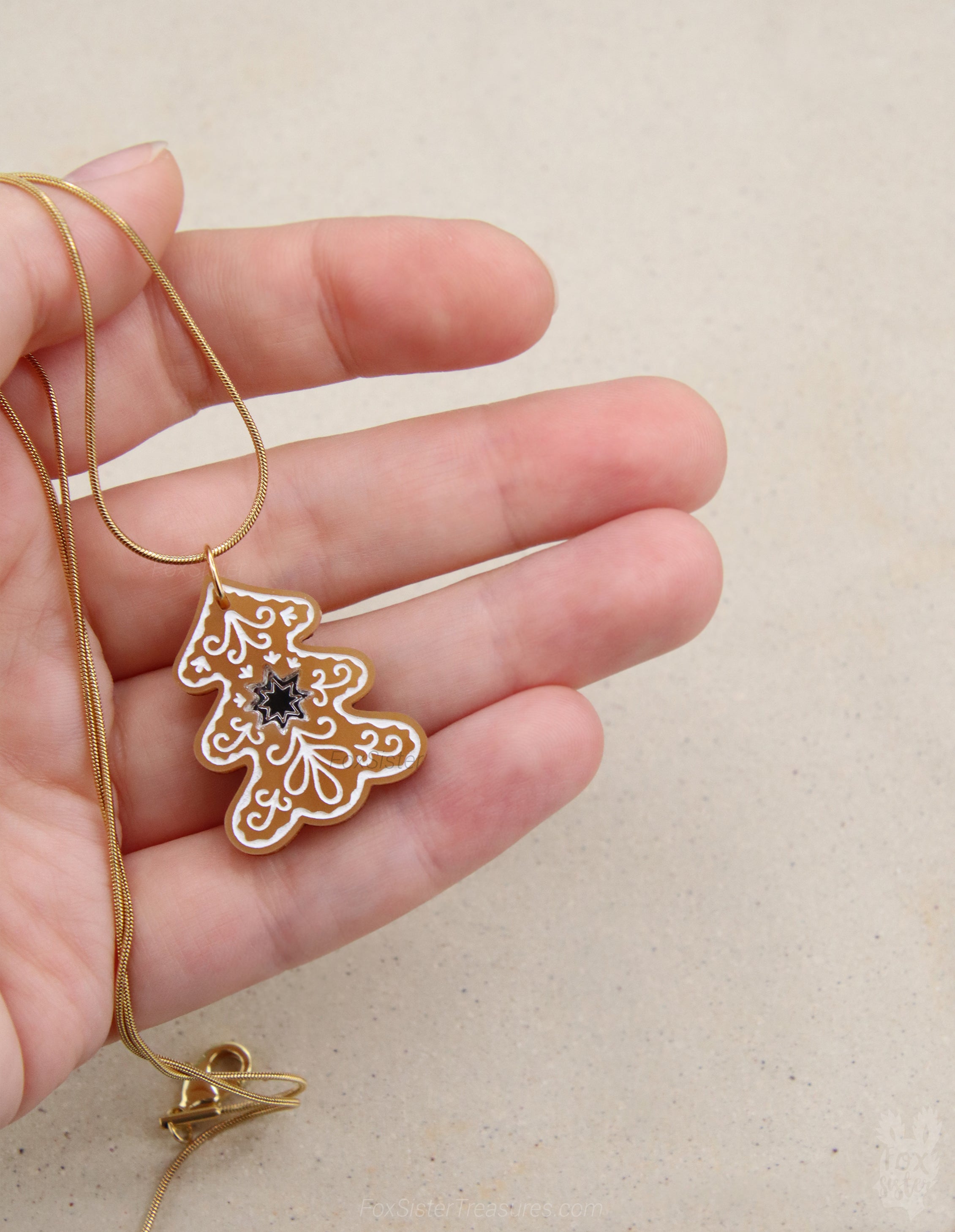 Gingerbread Christmas tree - Necklace