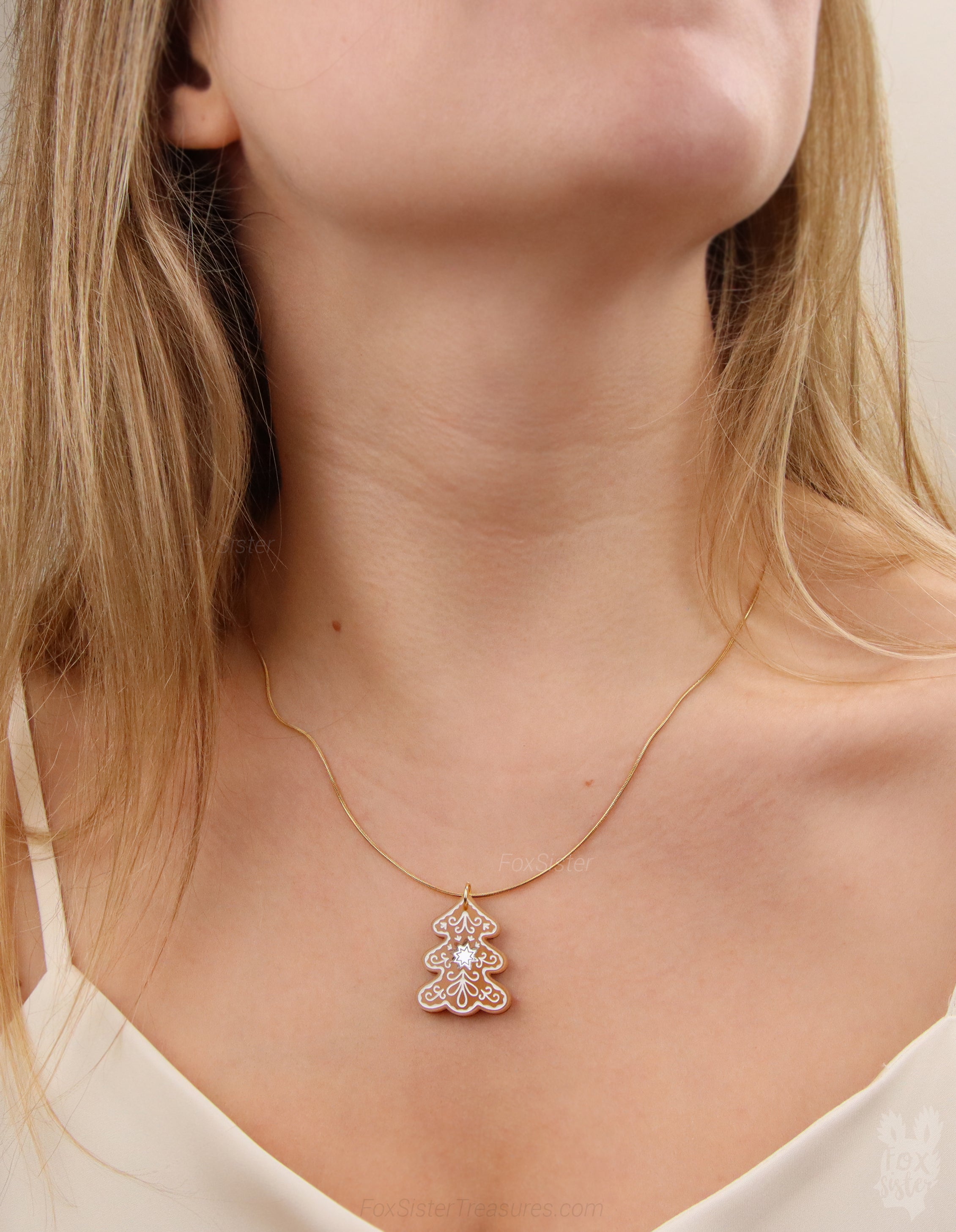 Gingerbread Christmas tree - Necklace