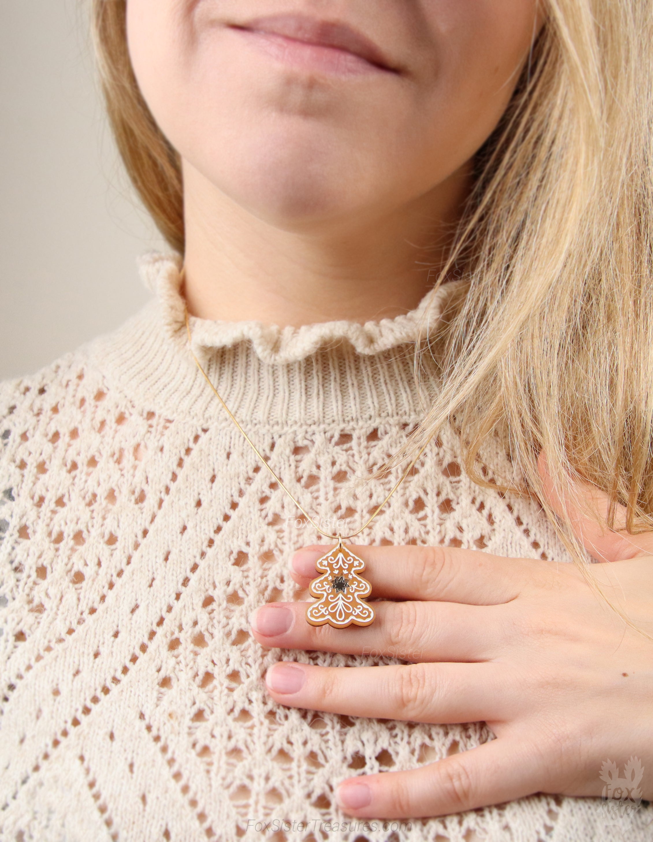 Gingerbread Christmas tree - Necklace