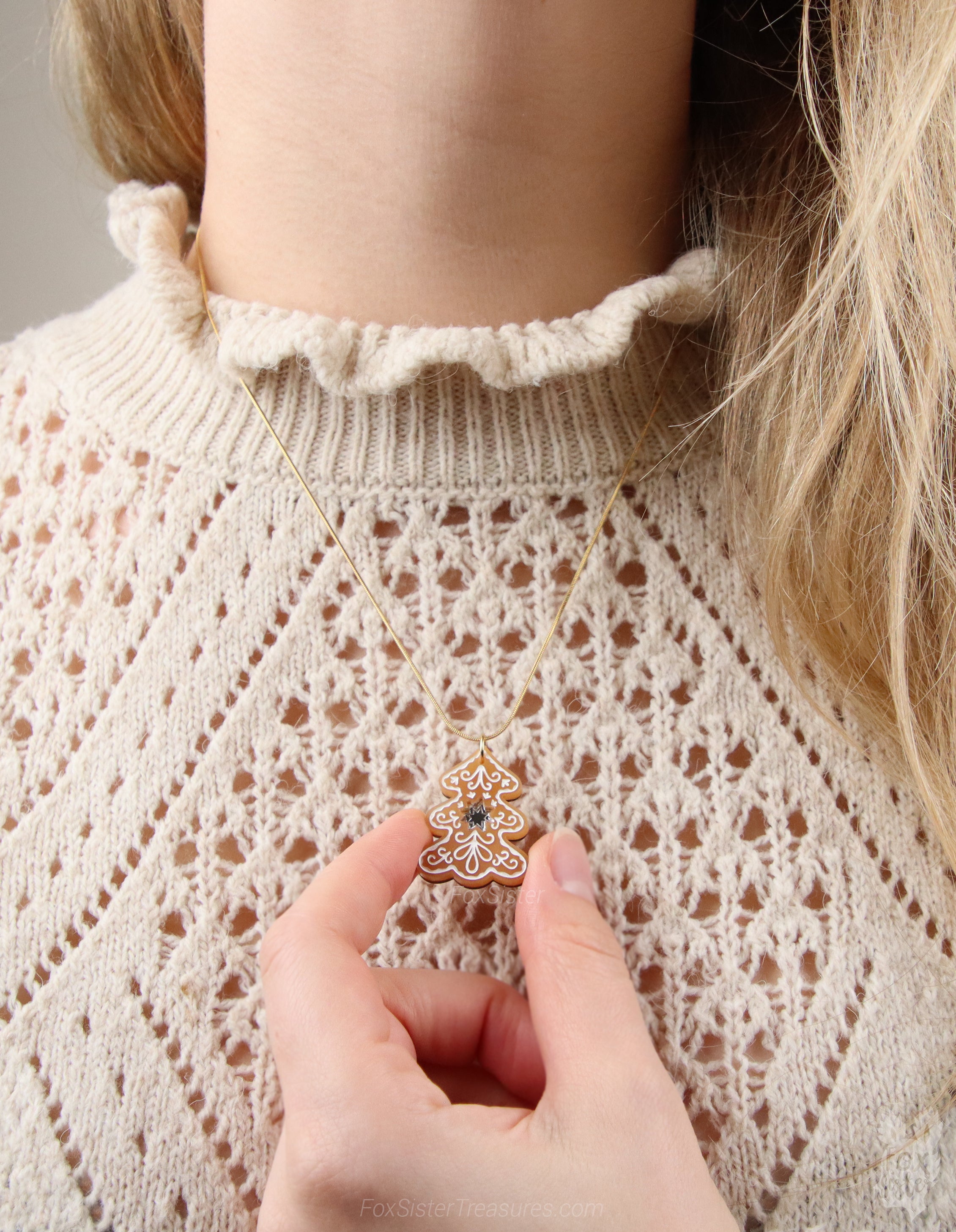 Gingerbread Christmas tree - Necklace