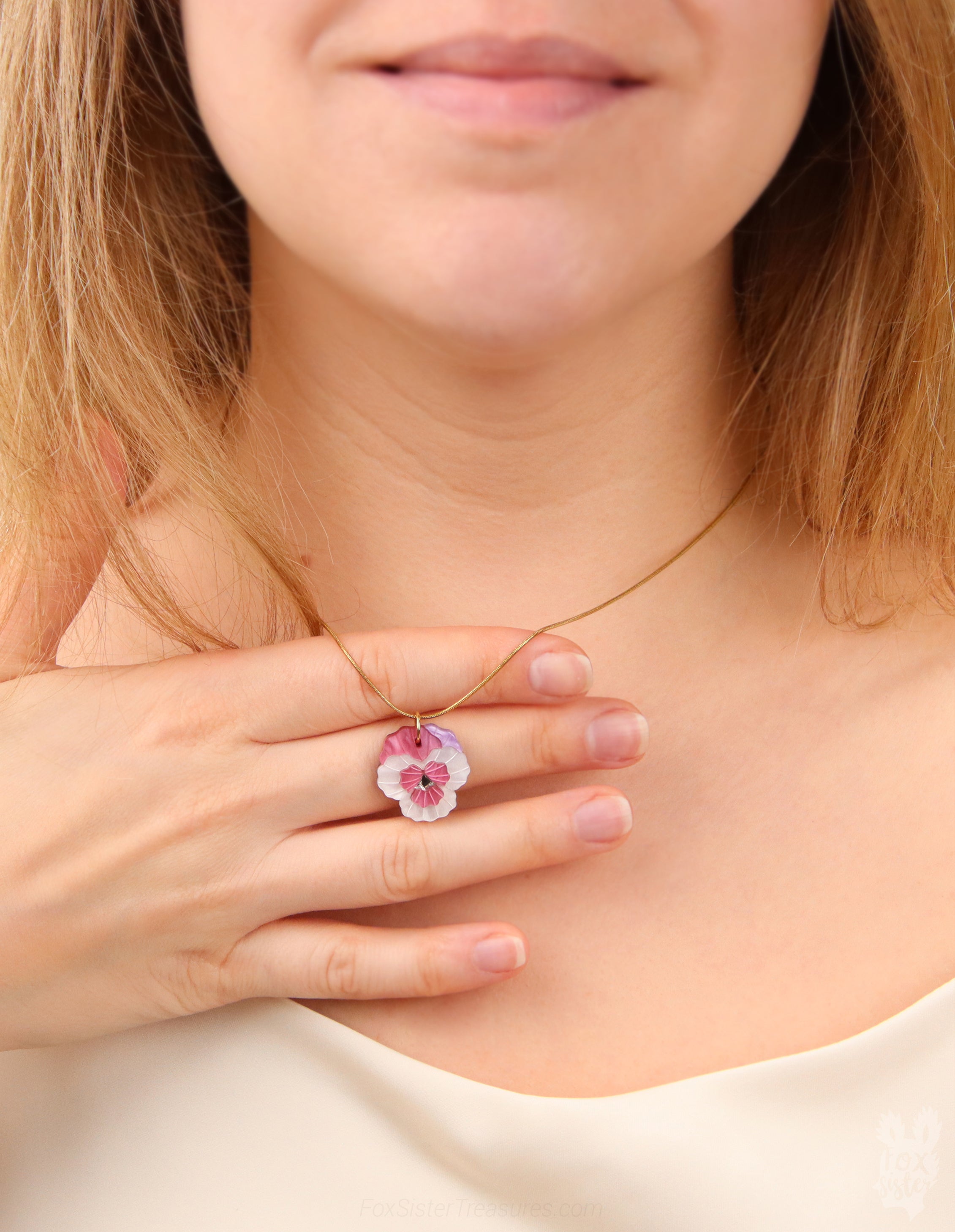 Pansy flowers - Necklaces