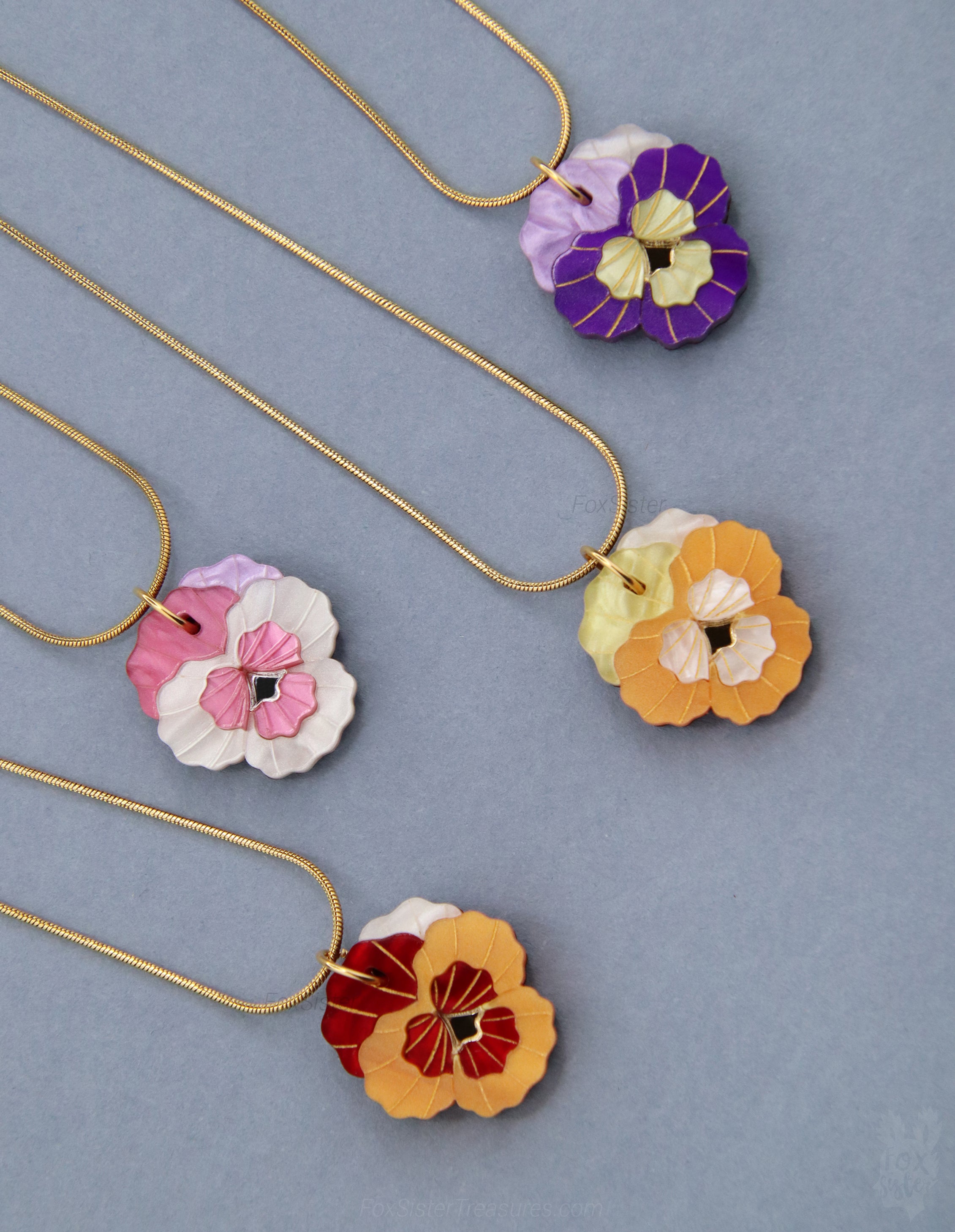 Pansy flowers - Necklaces