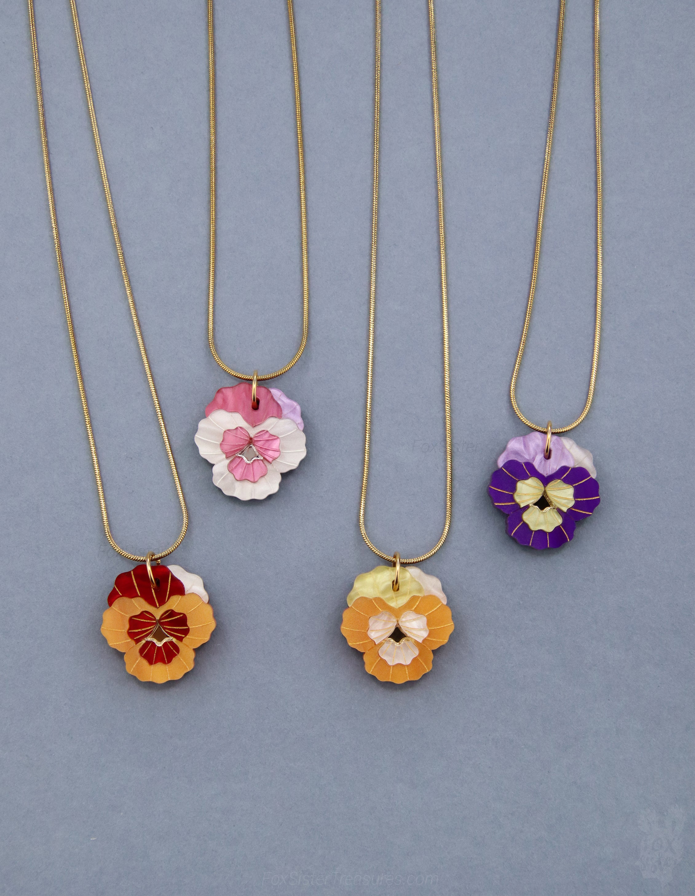 Pansy flowers - Necklaces