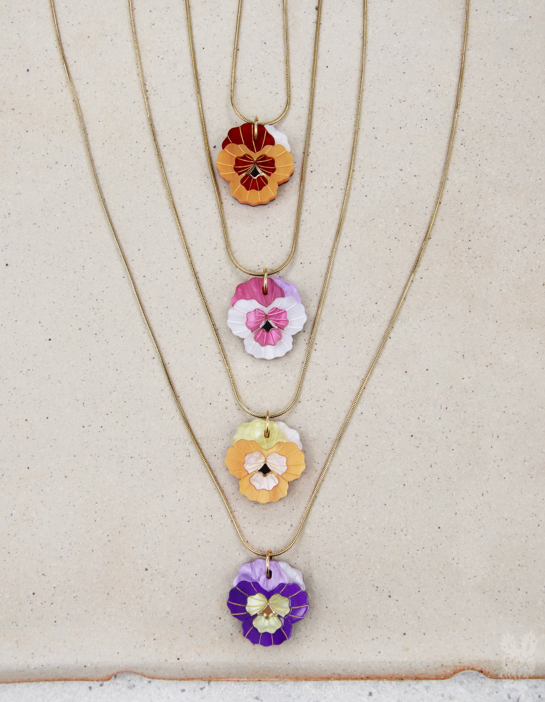 Pansy flowers - Necklaces