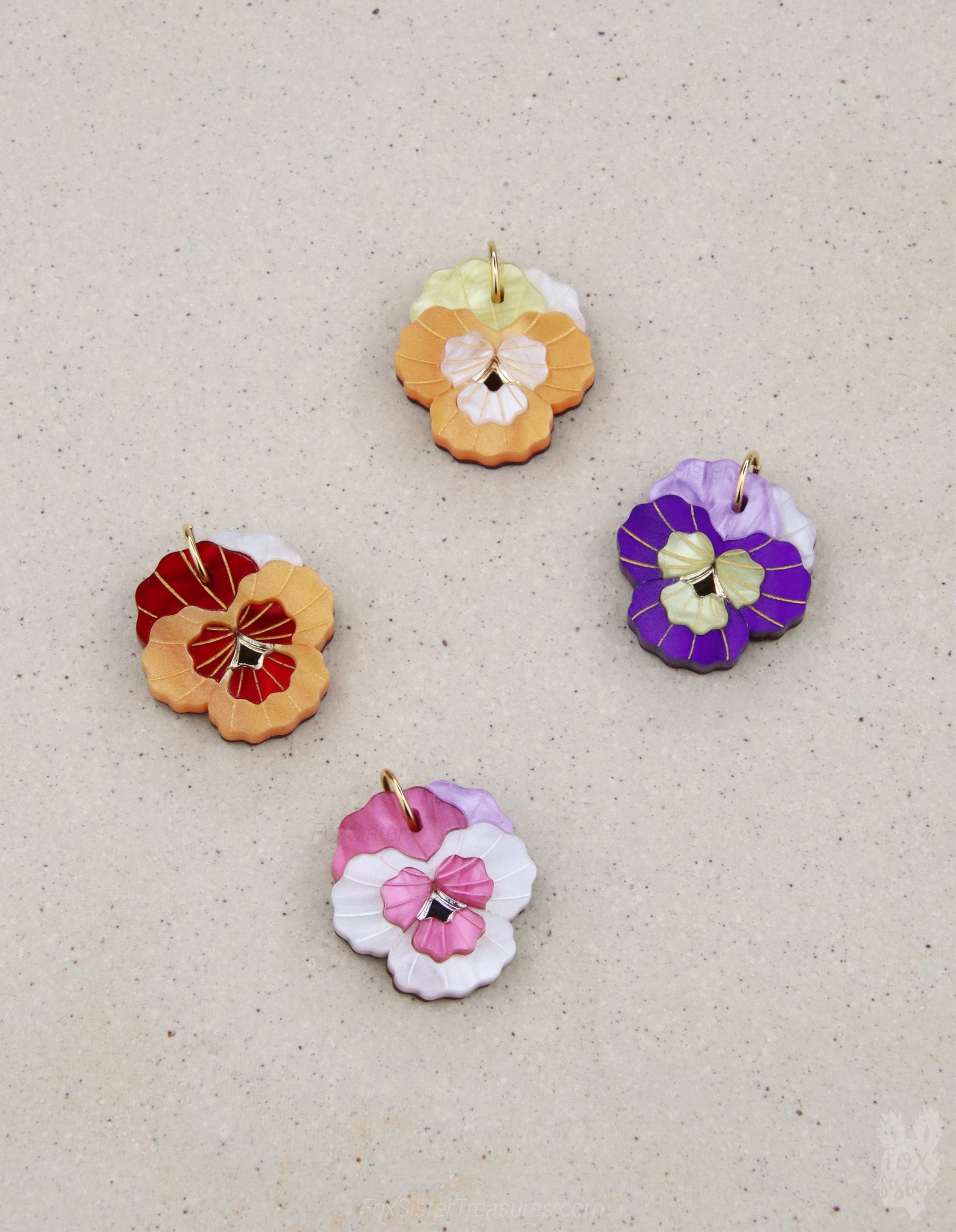 Pansy flowers - Necklaces
