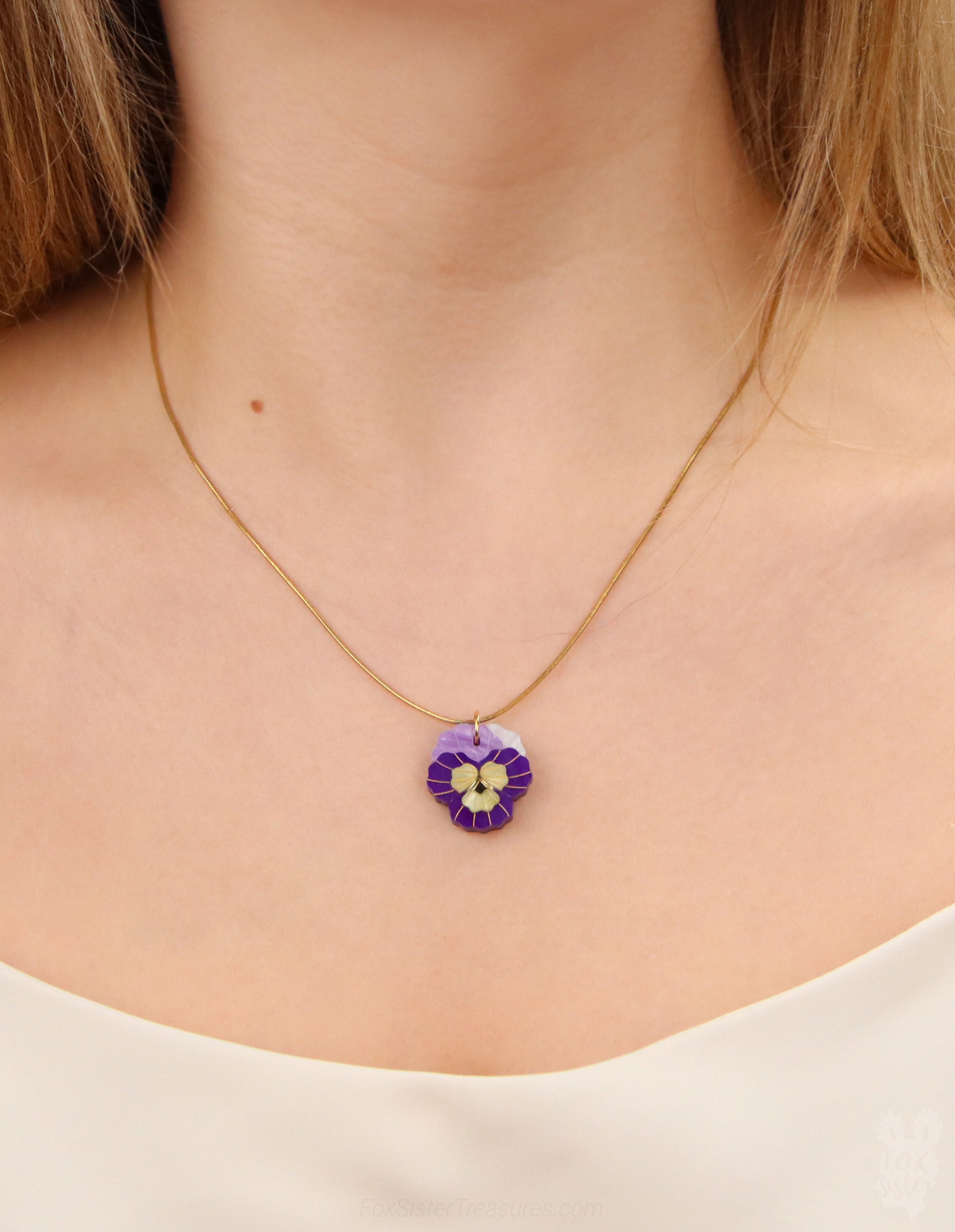 Pansy flowers - Necklaces