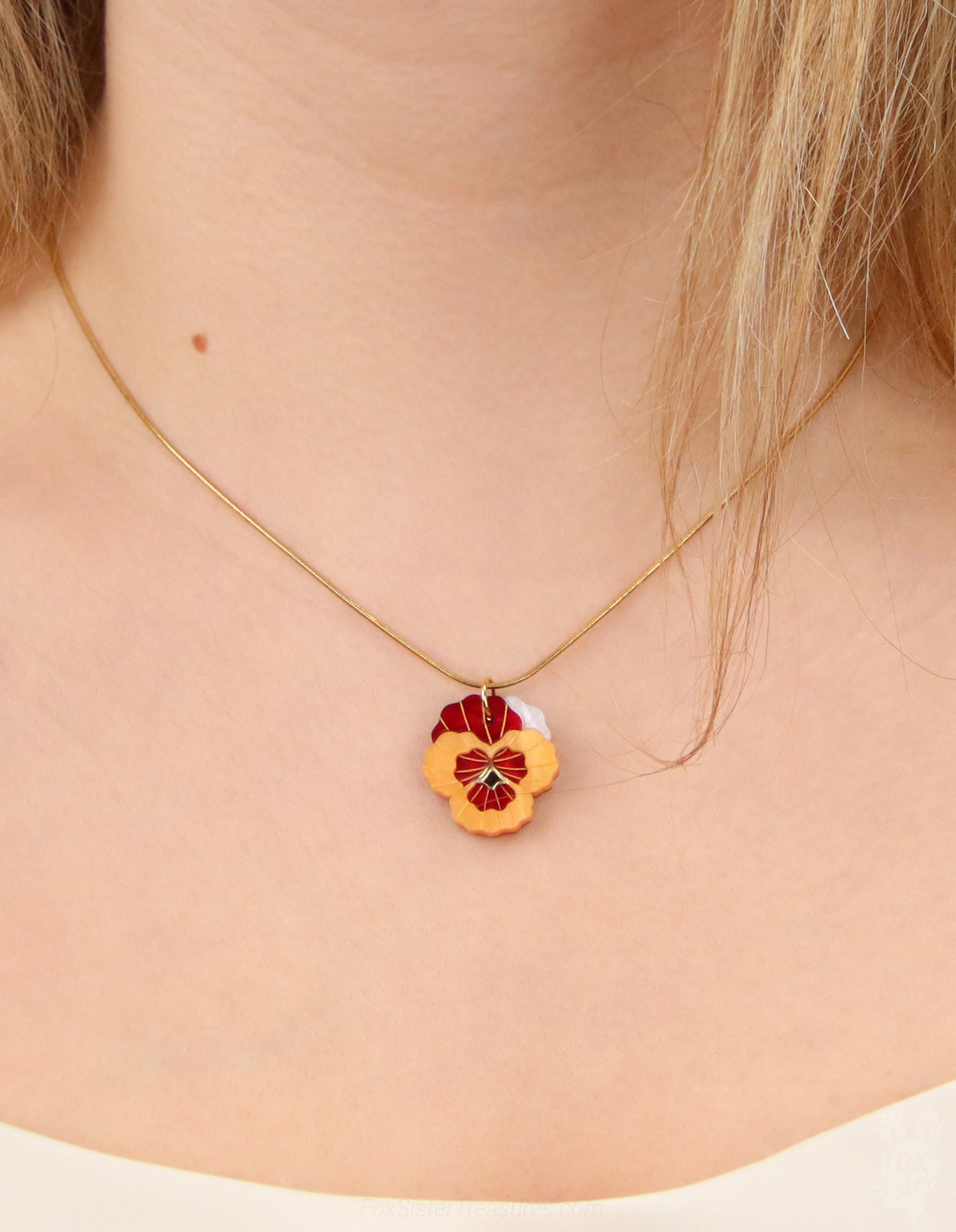 Pansy flowers - Necklaces