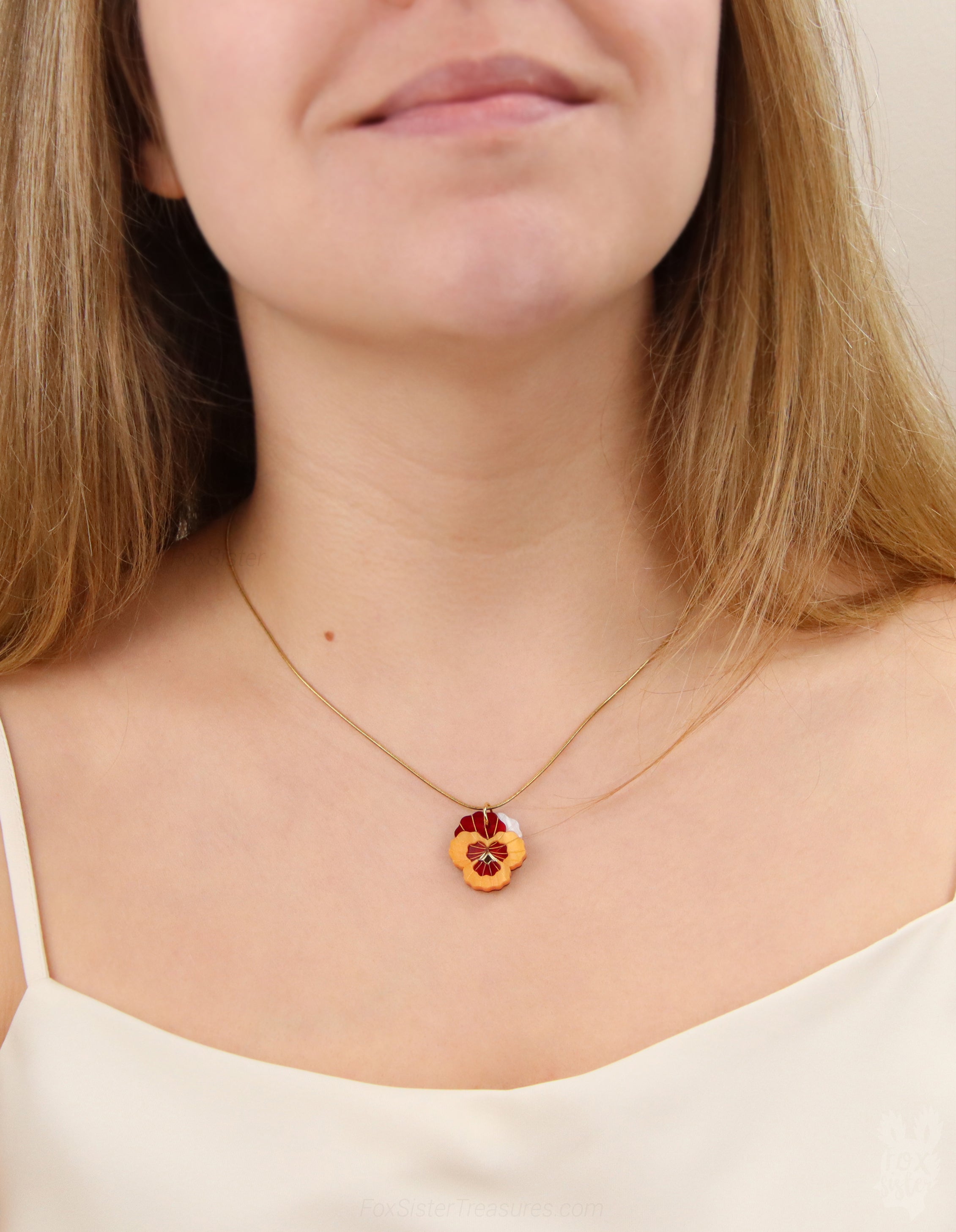 Pansy flowers - Necklaces