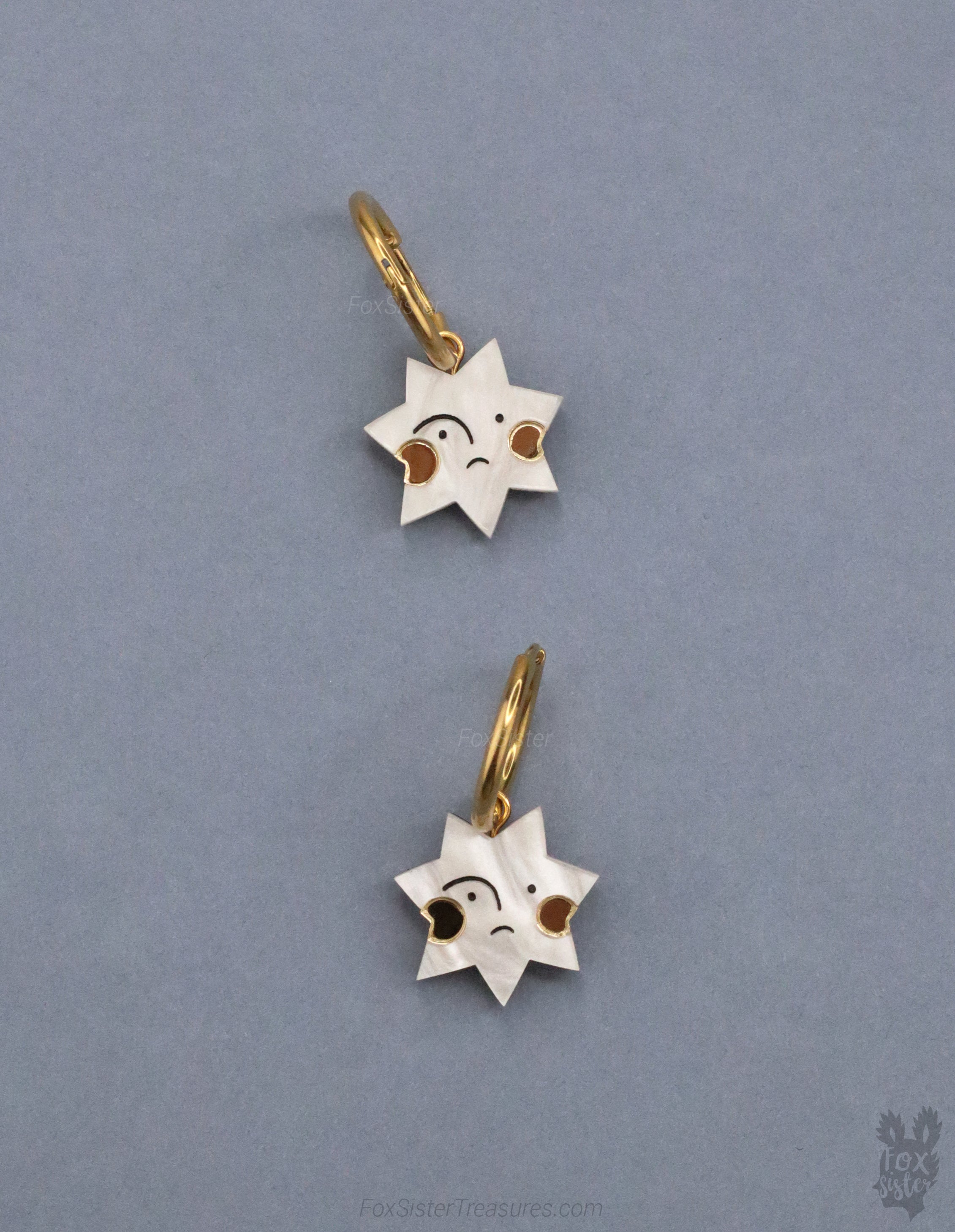 Sad Face Stars - Hoop Earrings