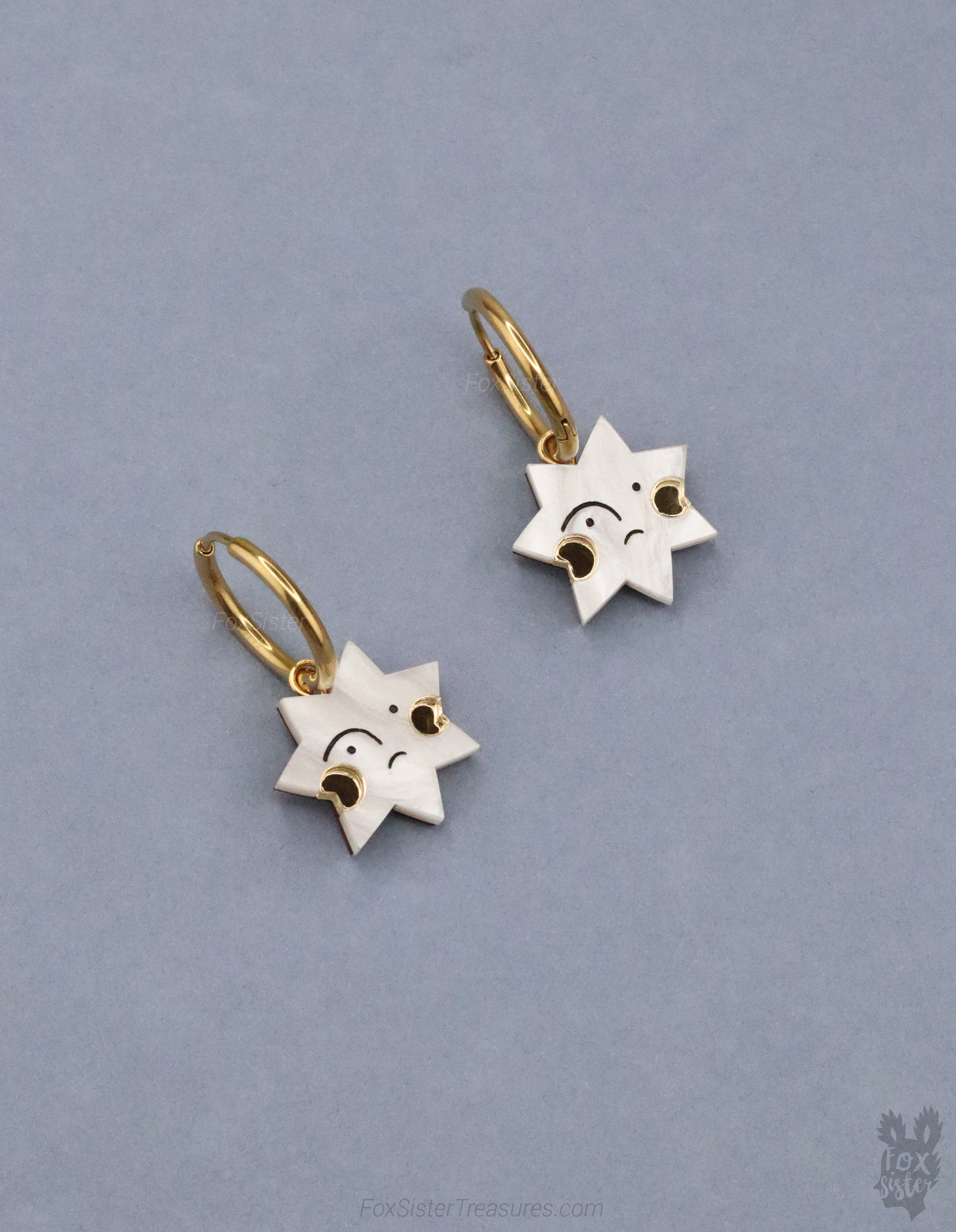 Sad Face Stars - Hoop Earrings