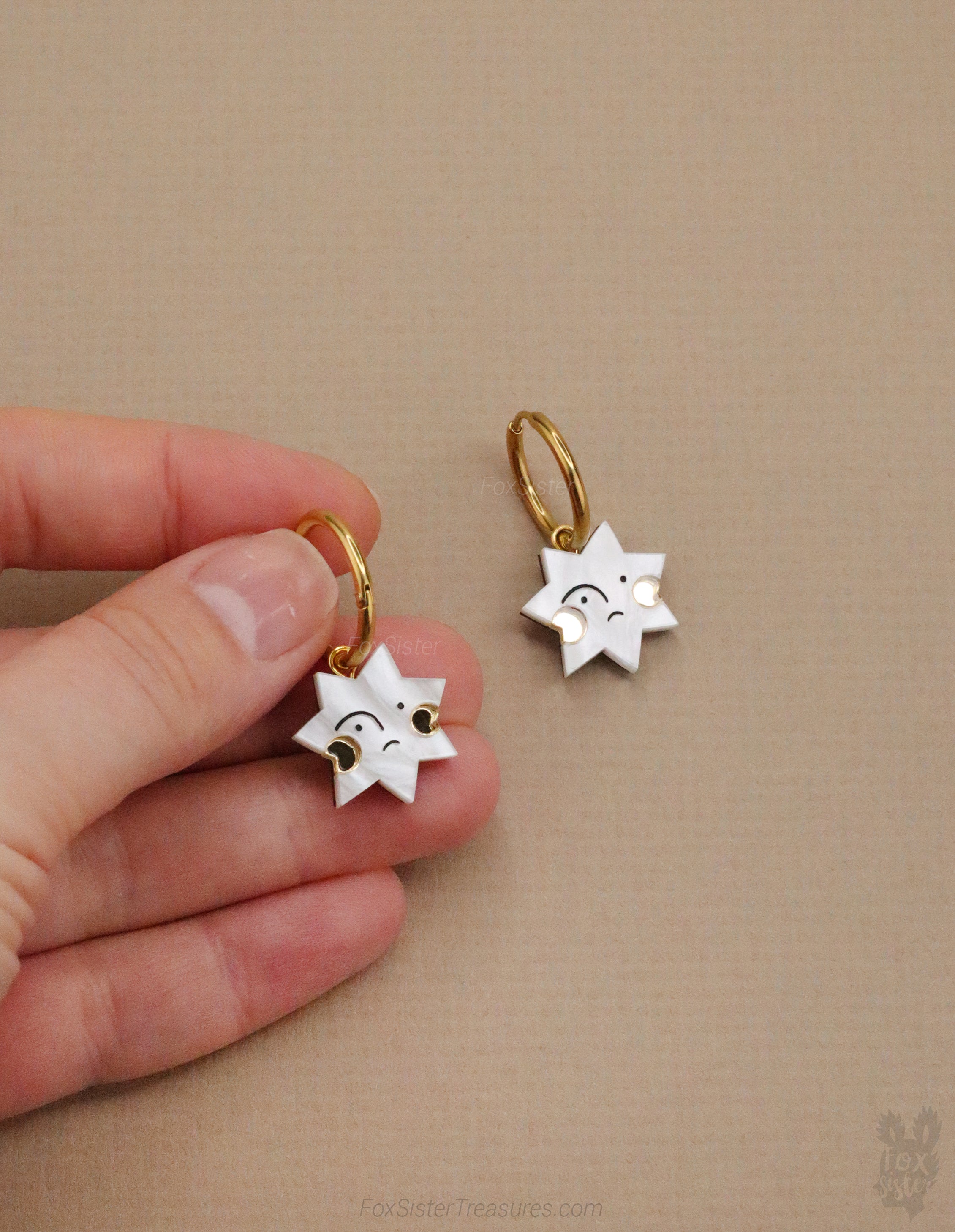 Sad Face Stars - Hoop Earrings