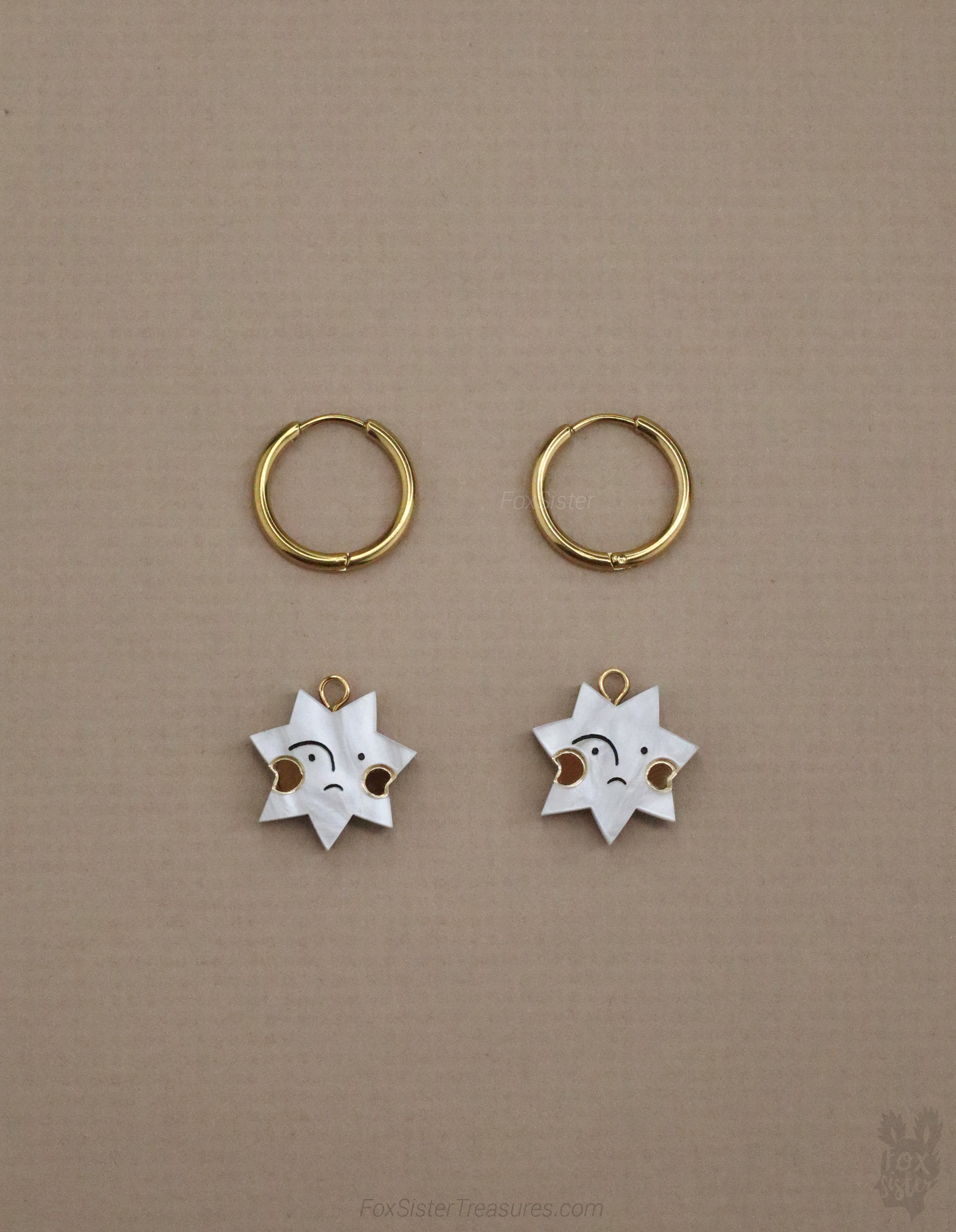 Sad Face Stars - Hoop Earrings