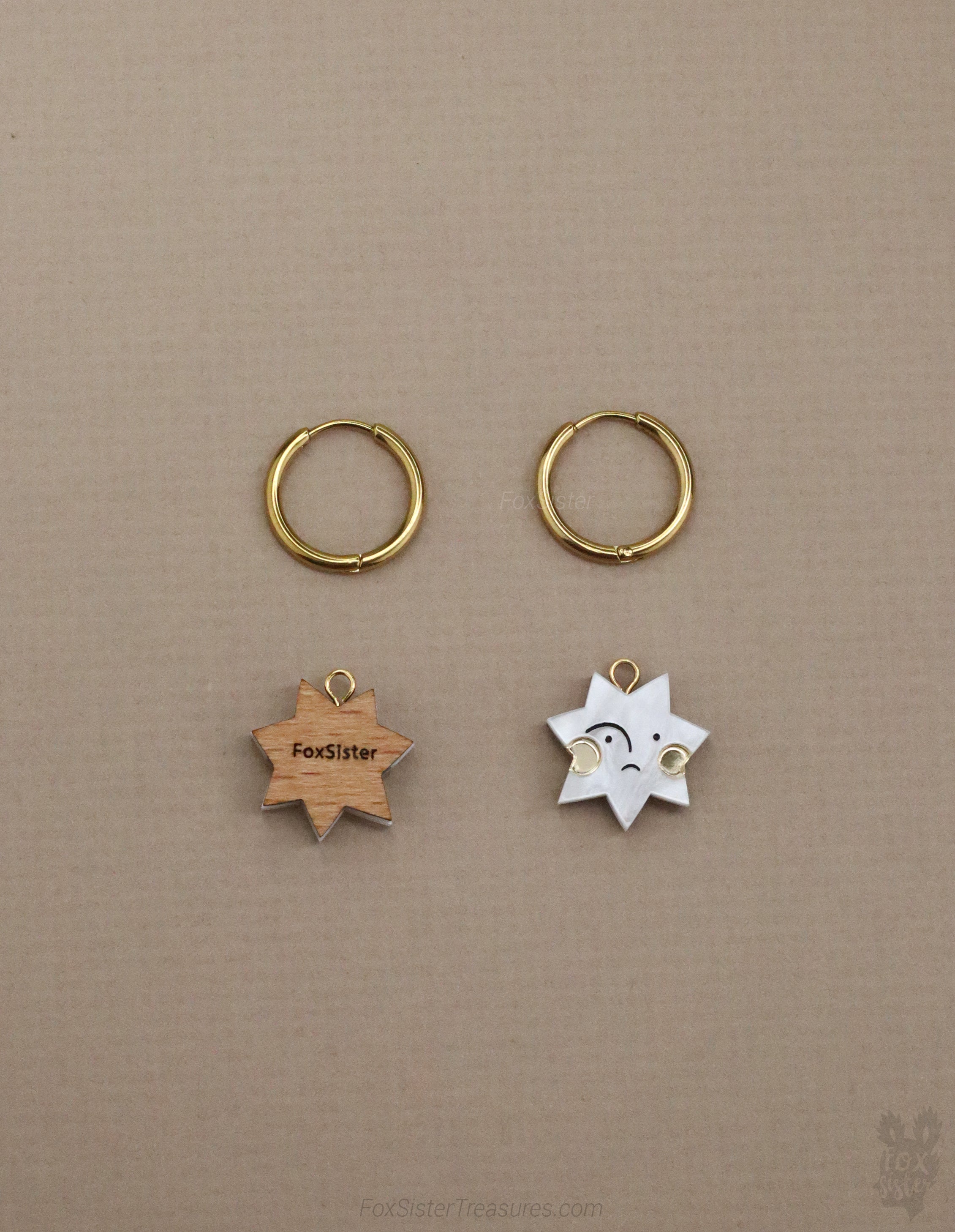 Sad Face Stars - Hoop Earrings