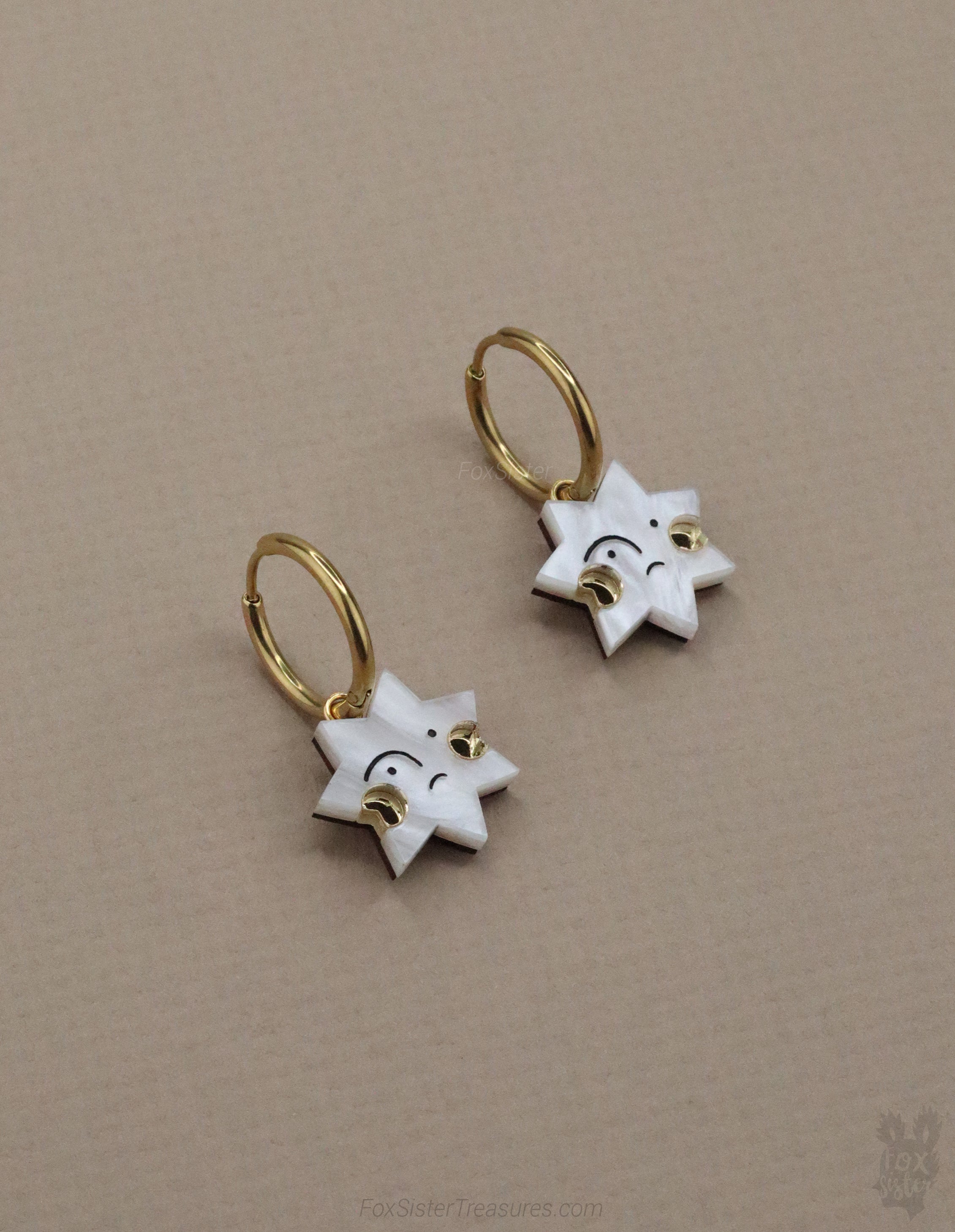 Sad Face Stars - Hoop Earrings