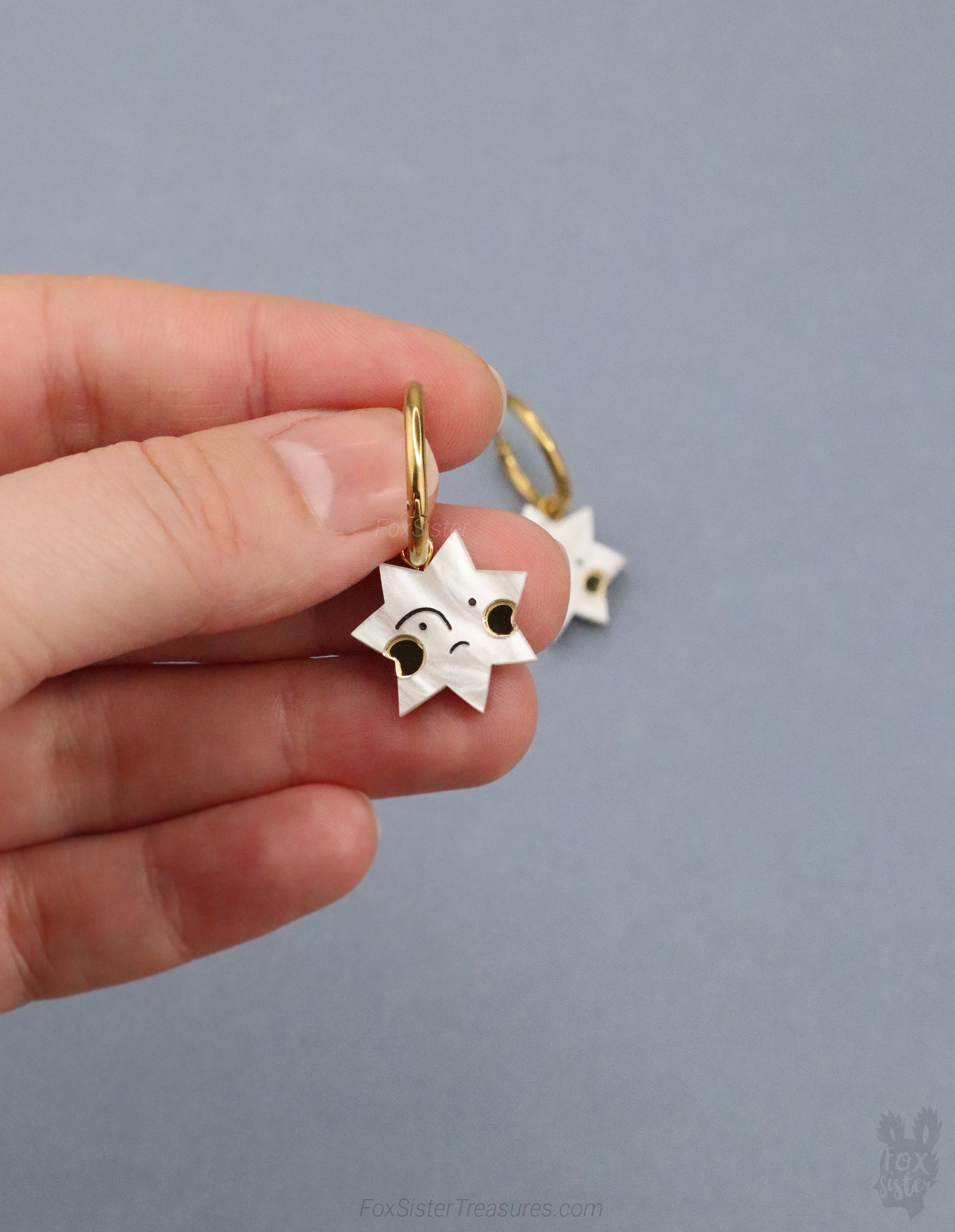 Sad Face Stars - Hoop Earrings