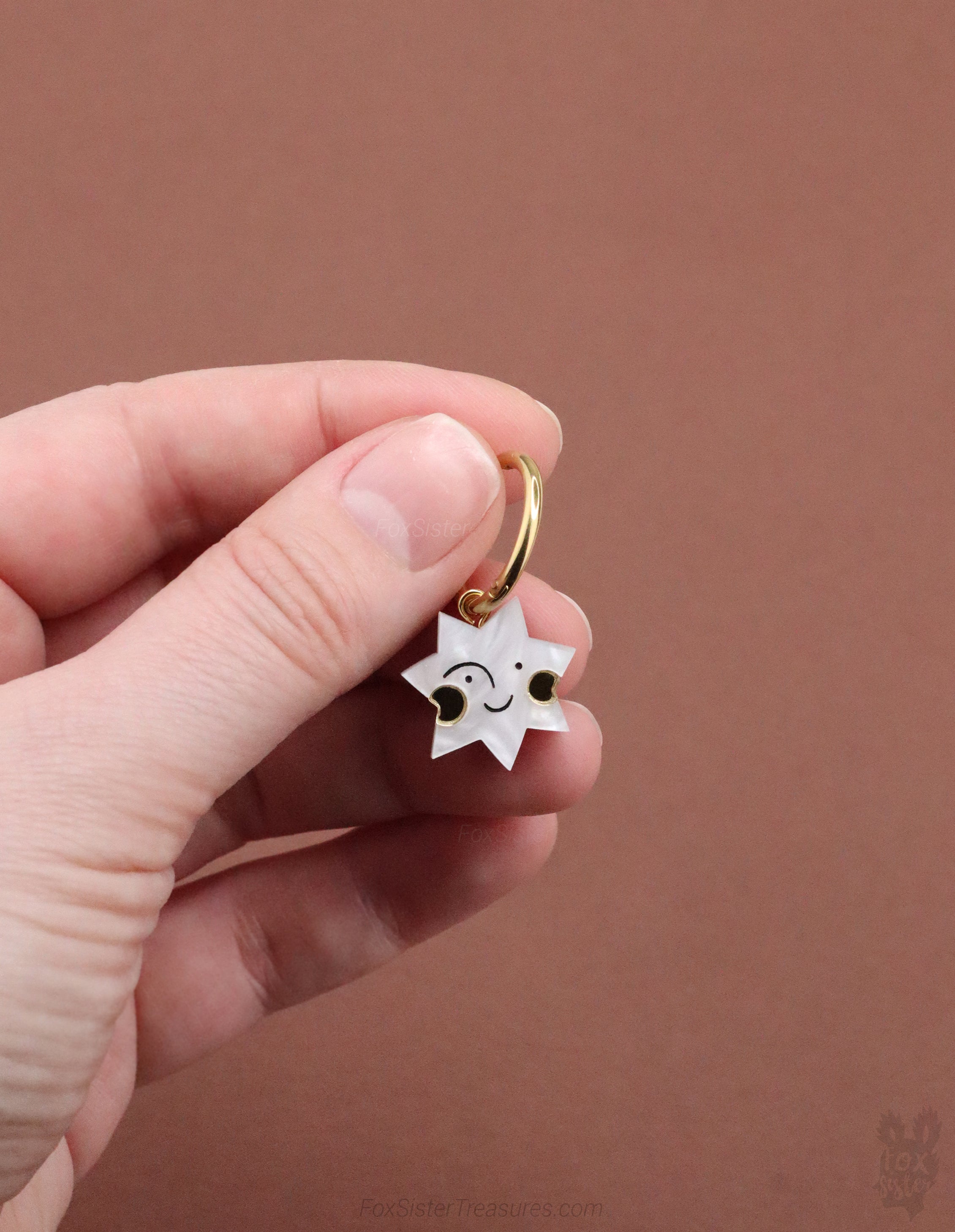 Happy & Sad Face Stars - Hoop Earrings