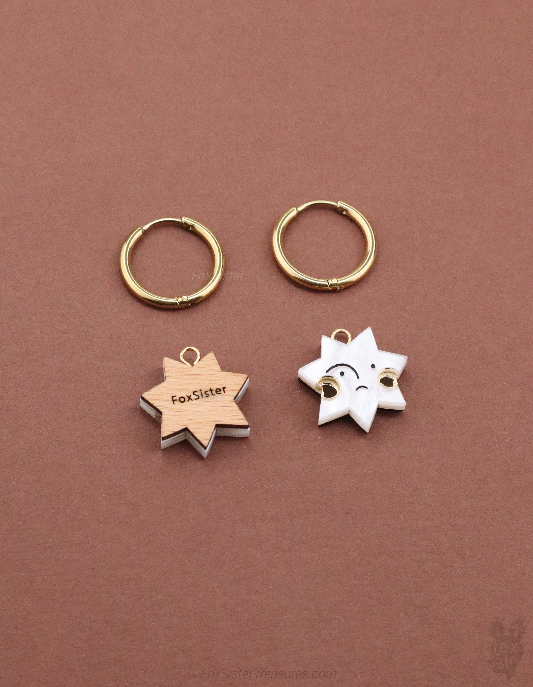 Happy & Sad Face Stars - Hoop Earrings