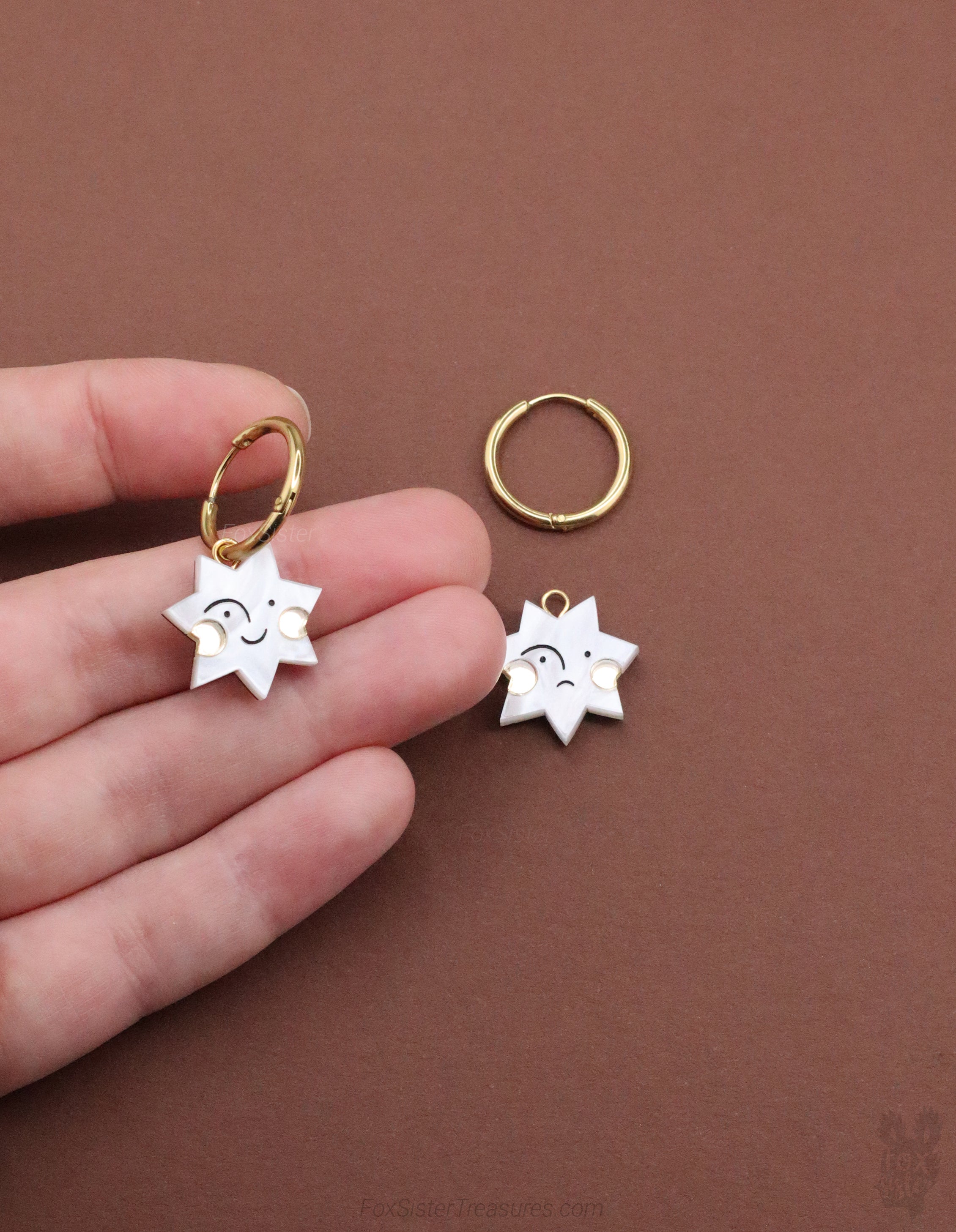 Happy & Sad Face Stars - Hoop Earrings