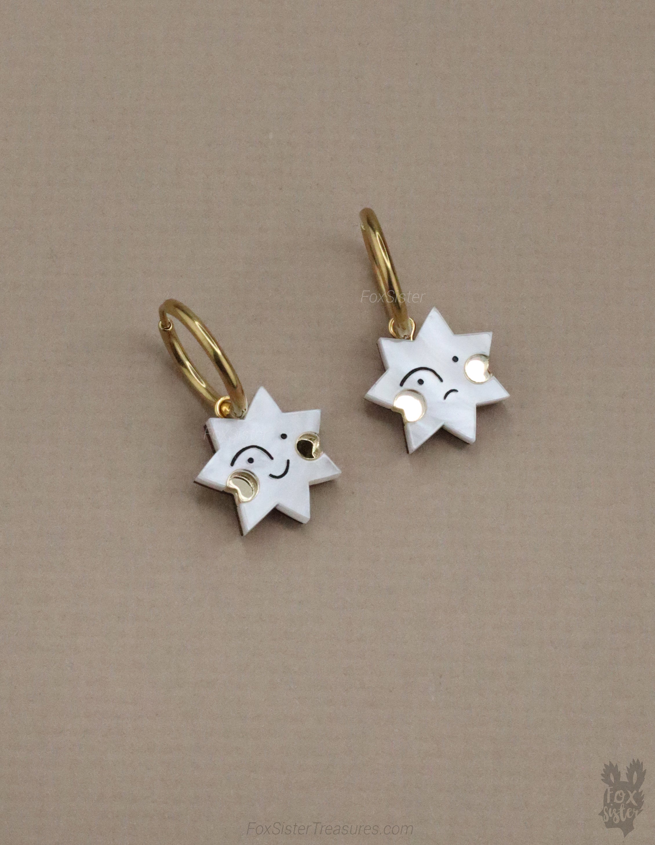 Happy & Sad Face Stars - Hoop Earrings