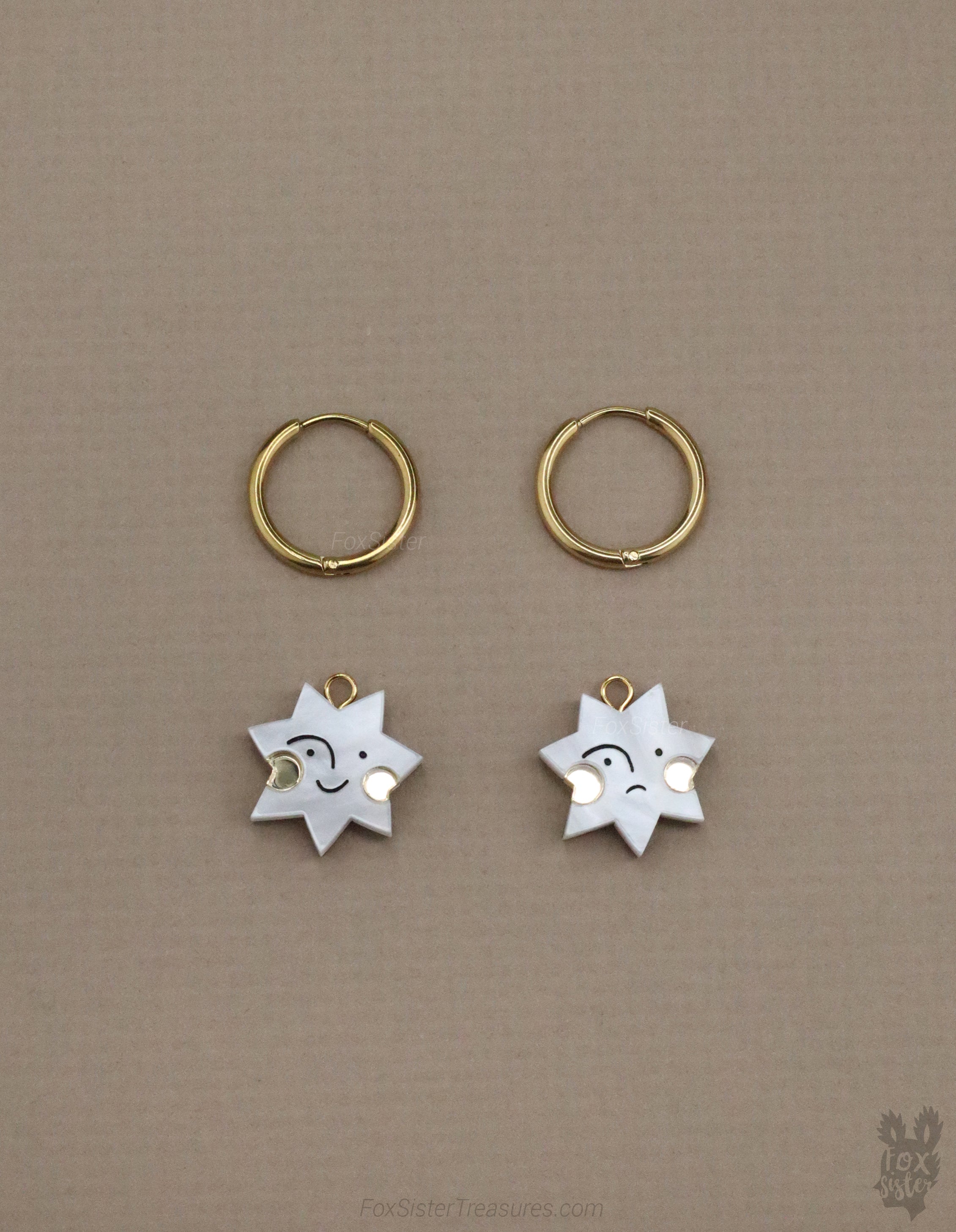 Happy & Sad Face Stars - Hoop Earrings